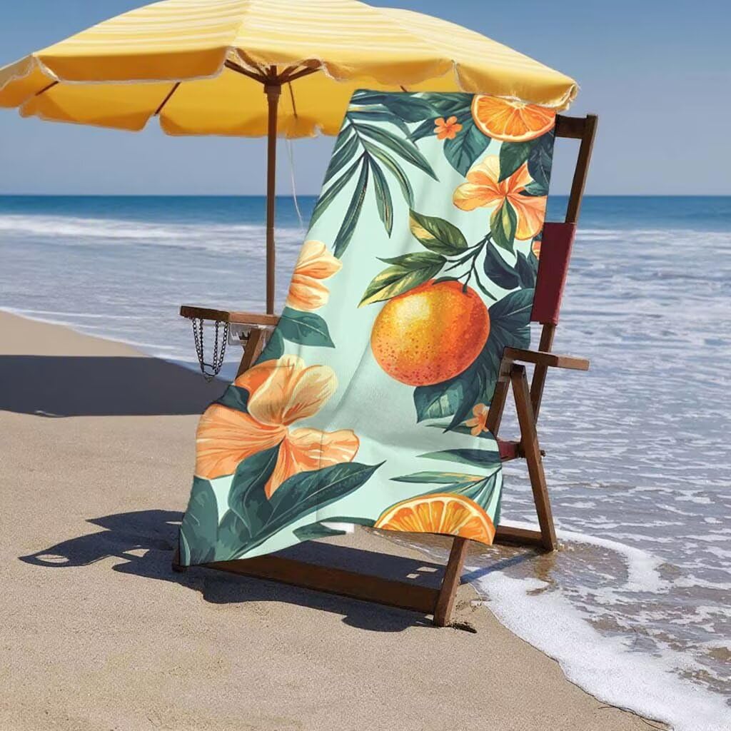 Telo Mare XXL 220x100cm/35x70cm, 2 Set Telo Mare Microfibra Frutta Asciugamano Palestra Uomo, Antisabbia, Leggero, Asciugatura Rapida, Teli da Spiaggia Grandi Accessori per Camping Natation Yoga D-96