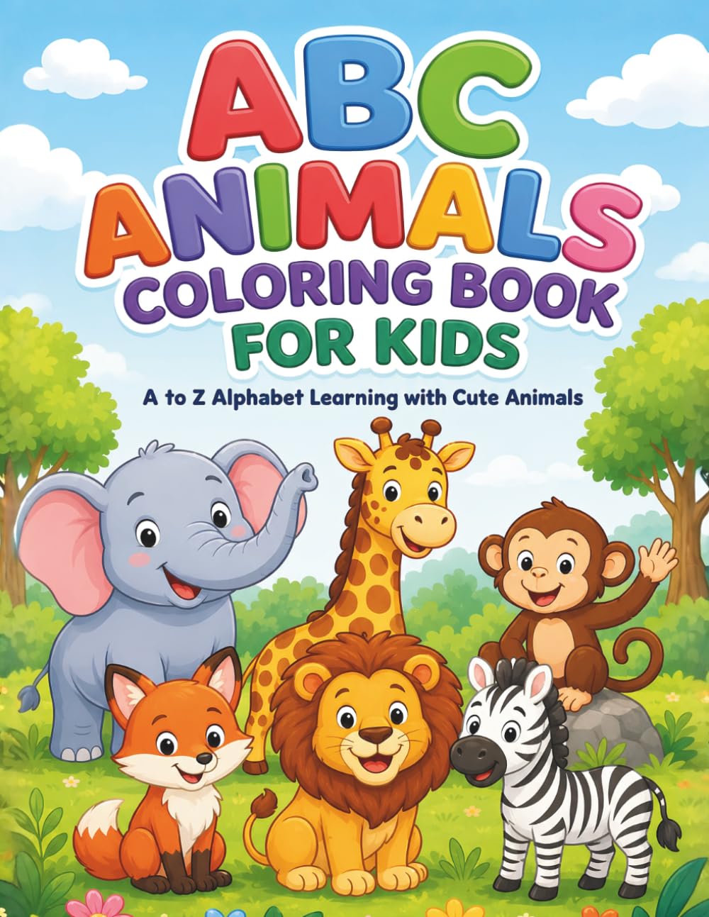 ABC Animals Coloring Book for Kids: A to Z Alphabet Learning with Cute Animals: Fun Preschool Learning Activity Book with Cute Animals for Alphabet Recognition, Coloring & Early Skills Development