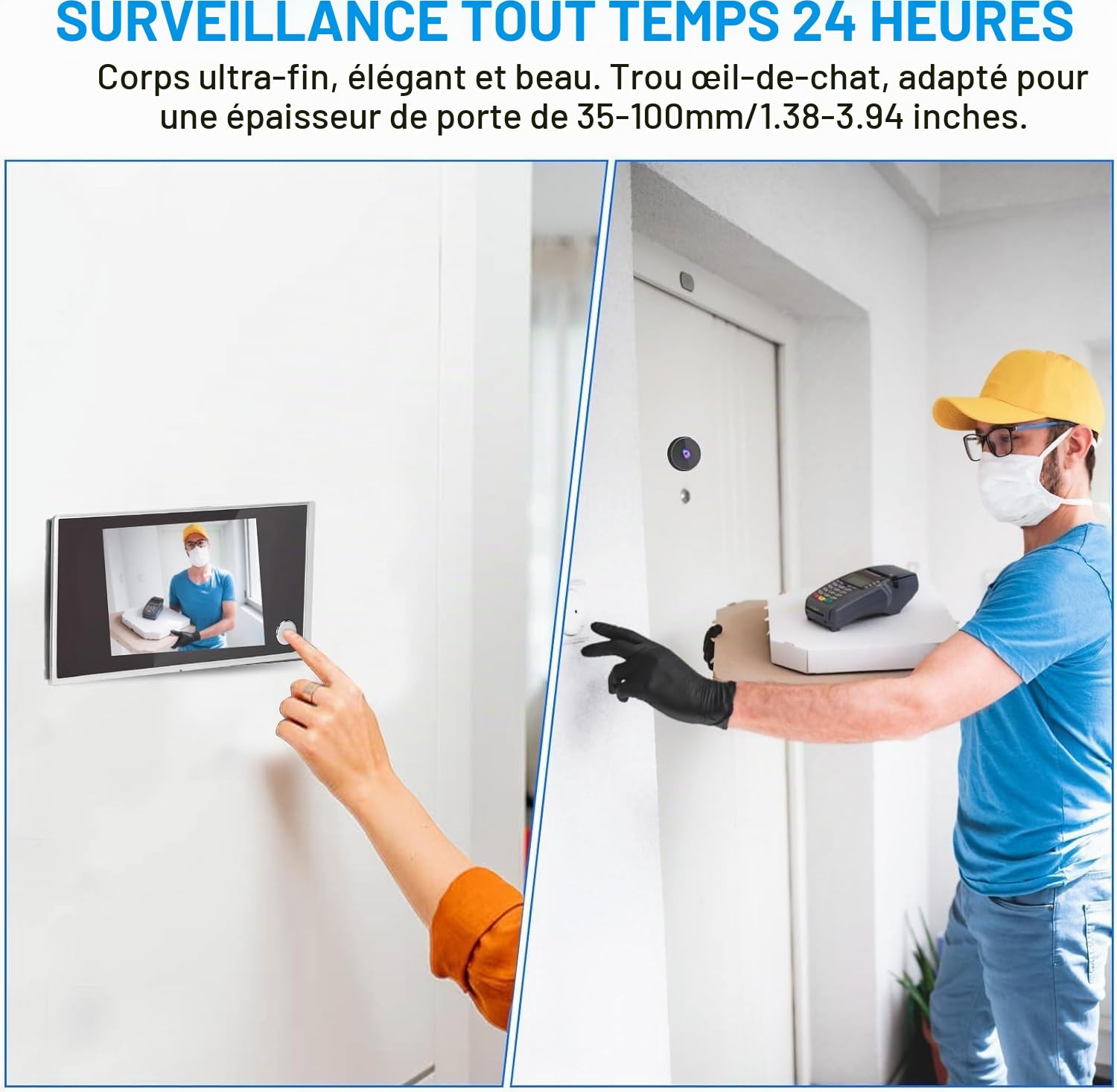 Visionneuse de Caméra de Porte Numérique,Caméra de Porte HD 3,5 Pouces 720P