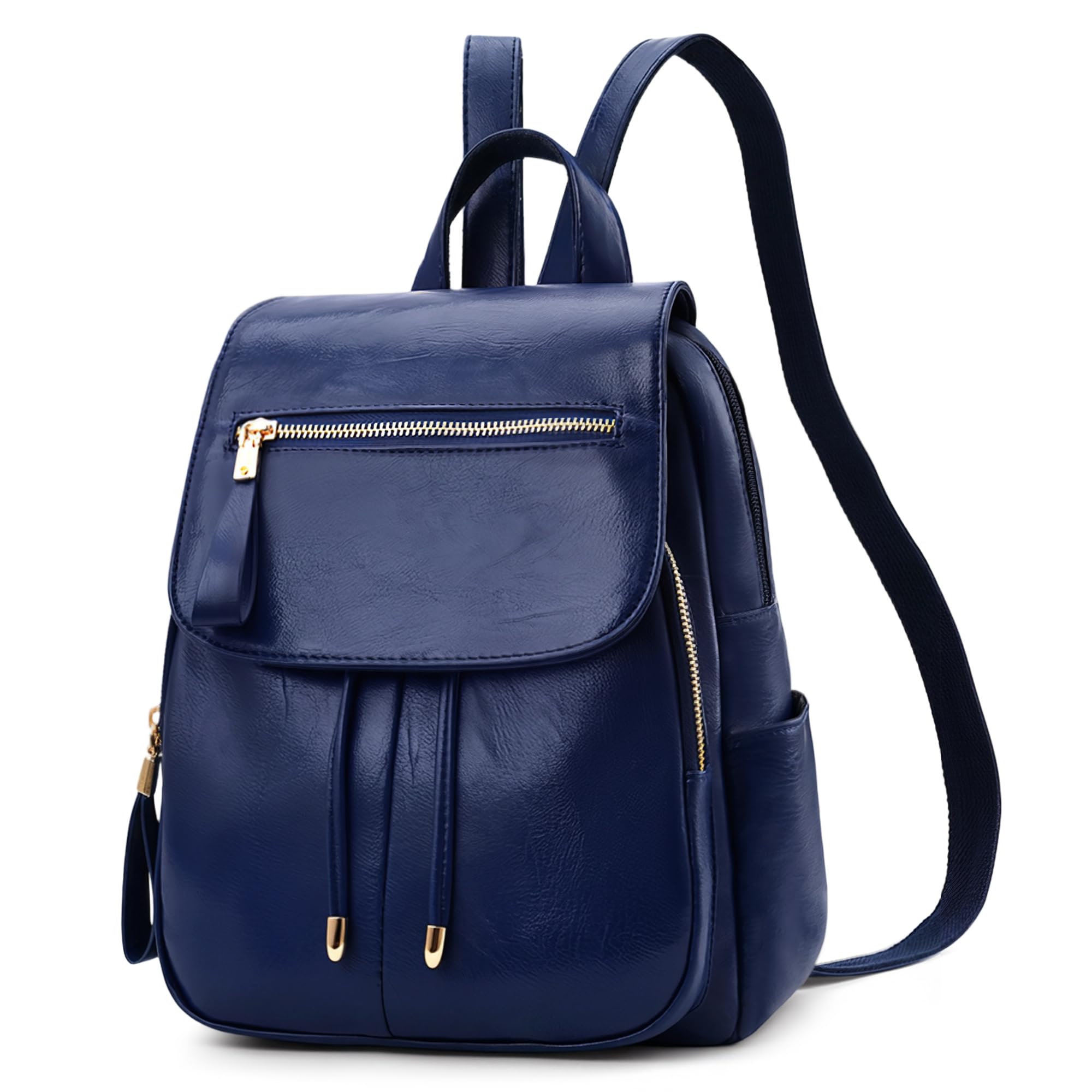 Zaino Donna Antifurto Elegante Zainetto Piccolo Impermeabile Pelle PU Borsa Zaino Moda con Tasche Multiple Zaino per Viaggio Casual Lavoro Shopping Università Blu
