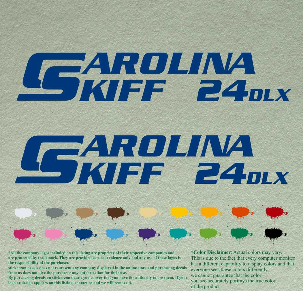 Pair of Carolina Skiff DLX 24 Compatible Replacement Boat Decals Vinyl Stickers Outboard Motor Set of 2 (36