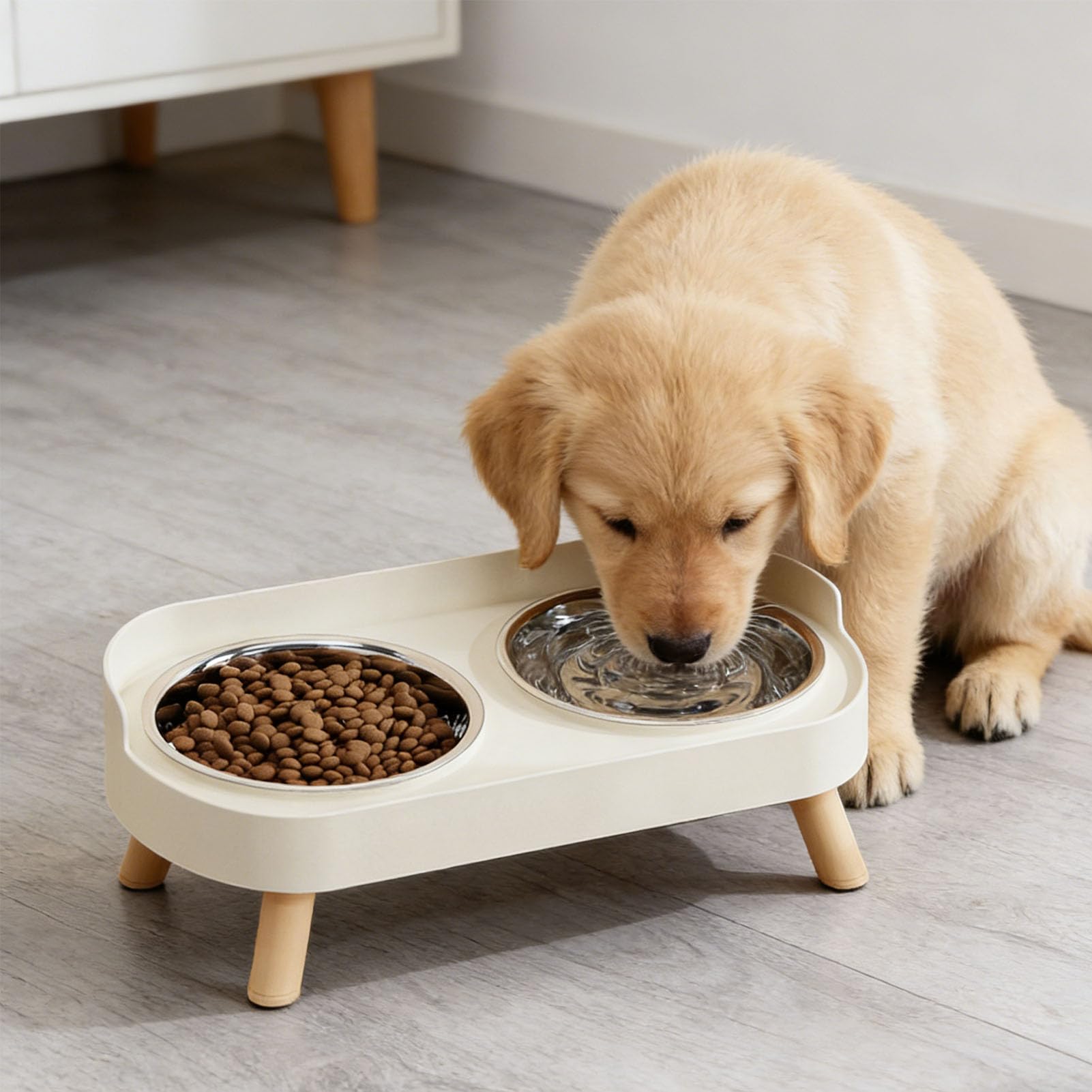 Fockety Comederos elevados para Perros, Juego de comederos y bebederos elevados de Acero Inoxidable con Soporte Antideslizante, para Perros pequeños y medianos Gatos Adultos