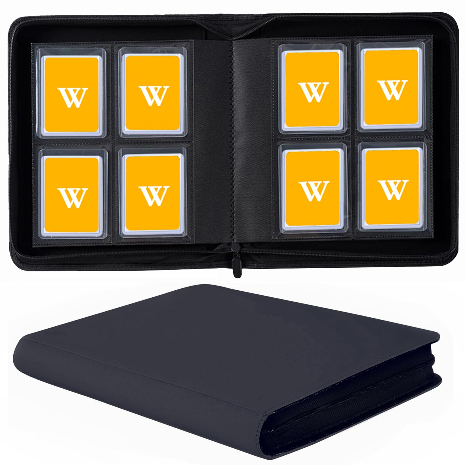 128 Pockets Toploader Binder Holds Top Loaders, 4-Pocket Top Loaders Binder Album, Toploader Card Binder for 3" x 4" Rigid Card Holders, Ringless Toploader Storage Folder (Black) — image 1