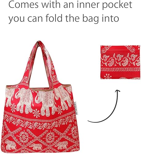 Miniatura 4 de allydrew Bolsa de comestibles reutilizable de nailon plegable (juego de 2)