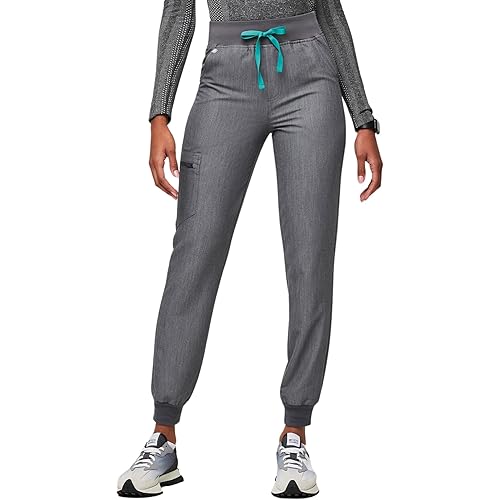 FIGS Zamora High Waisted Jogger Style Scrub Pants for Women - Graphite, Regular M