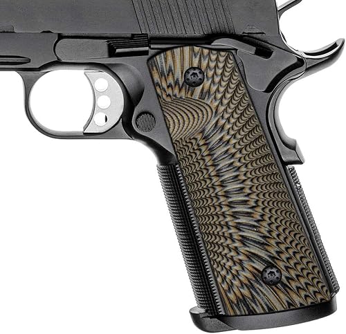 Cool Hand Empuñaduras G10 1911, tornillos de empuñadura de pistola incluidos, corte Magwell, tamaño completo (gobiernocomandante), textura Sunburst,