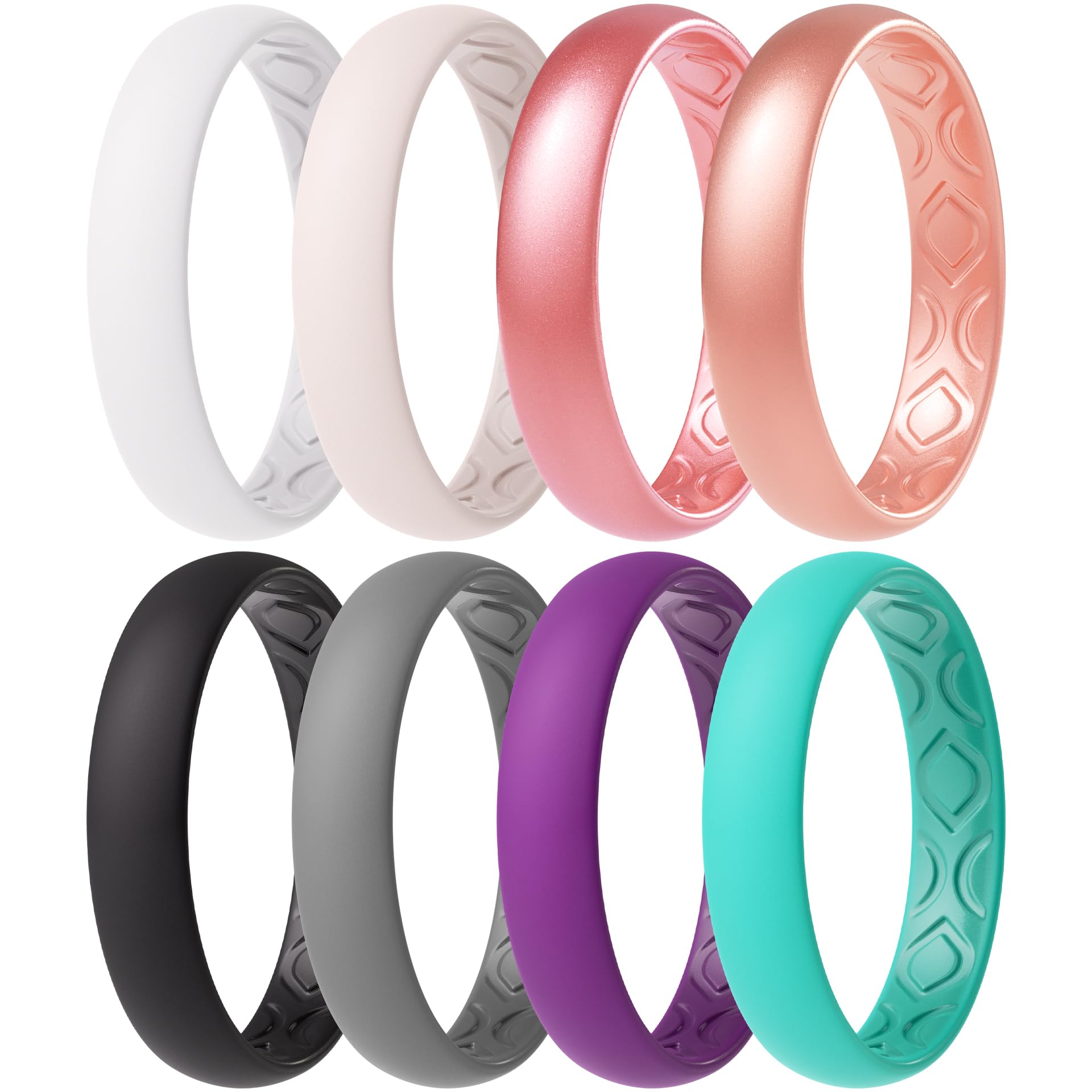 ThunderFit Women Breathable Silicone Bridal Rings Sets For Her, 4mm Wide