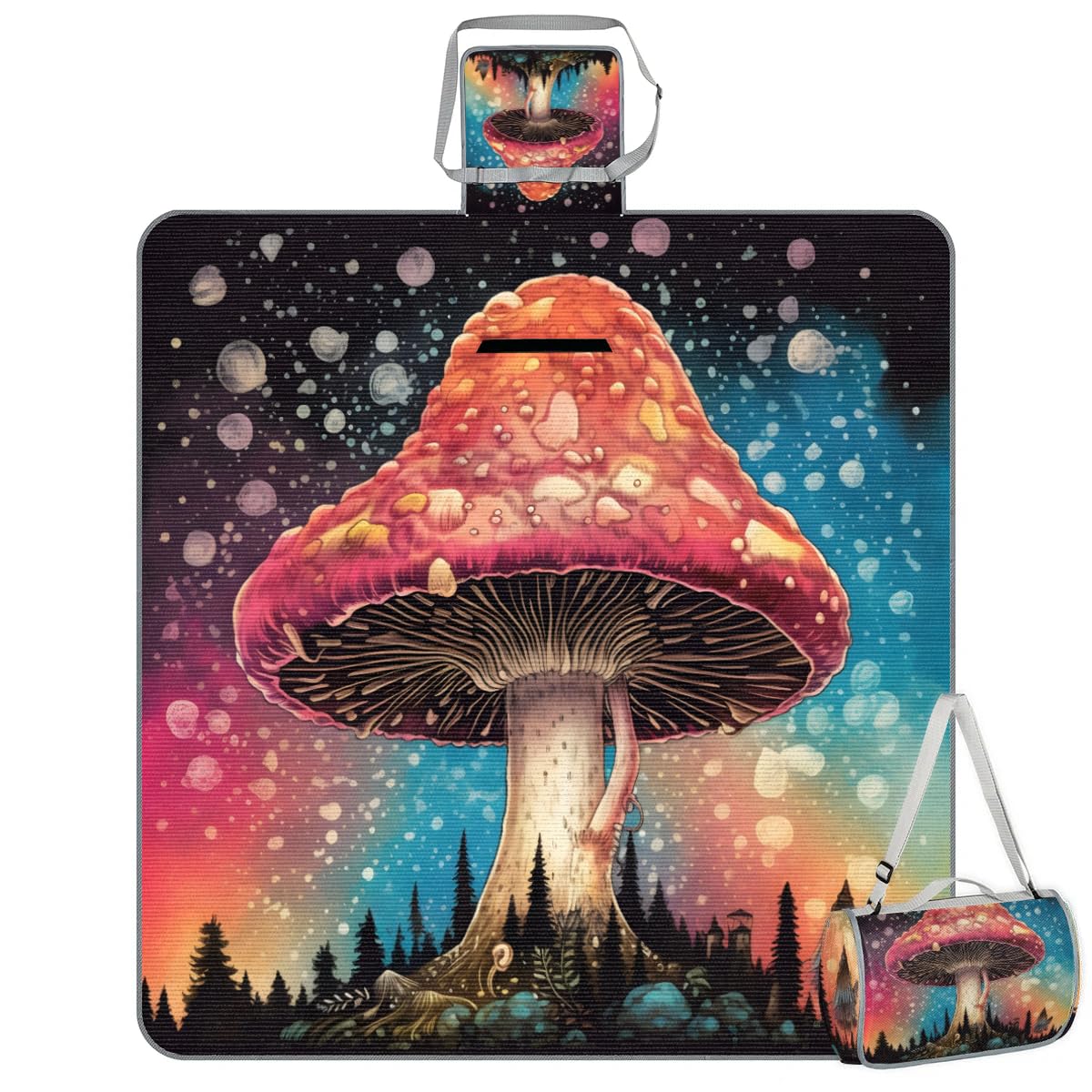 Mantas de picnic de 150 x 145 cm, manta de playa plegable con diseño de galaxia mágica, para exteriores, playa, camping, senderismo, picnic