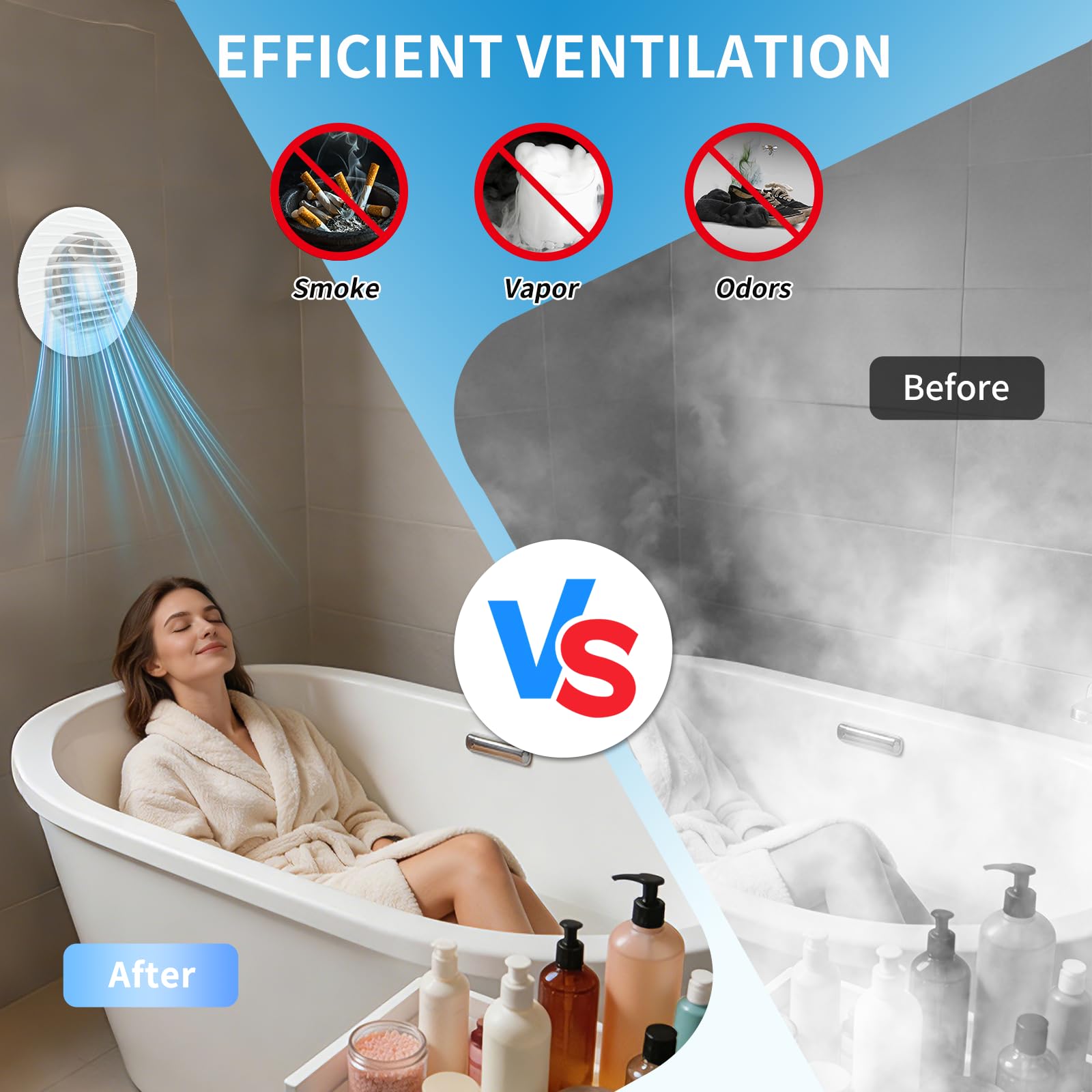 FanGoFast Ventilatore da bagno, 100 mm, silenzioso, con valvola di ritorno, 120 m³/h, 12 W, potente ventilatore da parete per cucina, bagno, WC, serra, garage
