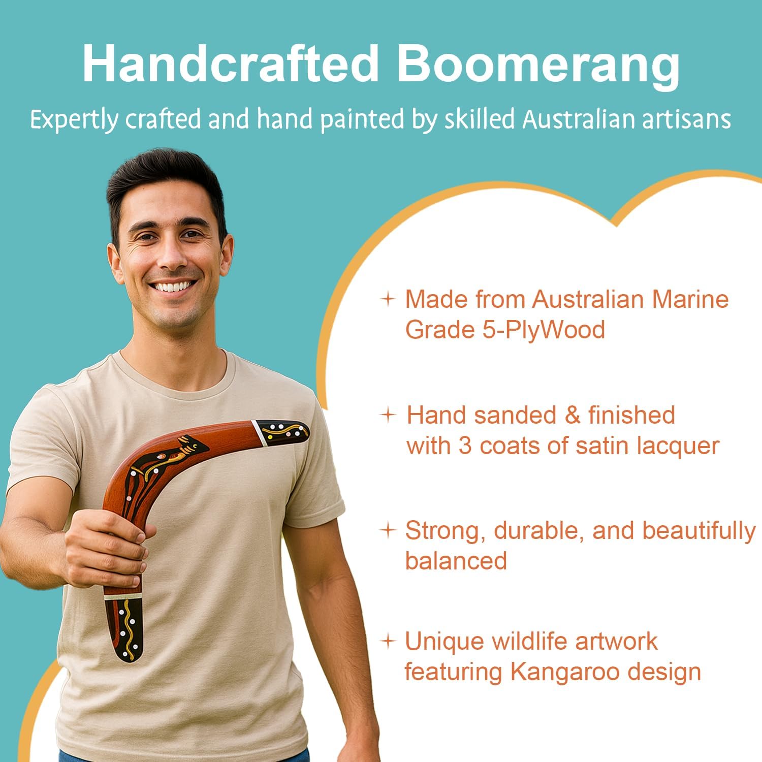 Boomerang Native Art 29 cm Wooden Boomerang 3-Pack – Australian Made Handcrafted Timber Boomerangs – 3 Unique Designs – Outdoor Throwing Toys and Display Set – Includes Throwing Instructions