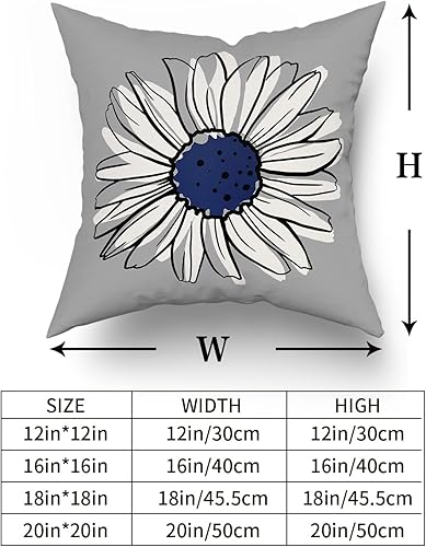 Miniatura 4 de Juego de 2 fundas de almohada de margaritas azul marino de 16 x 16 pulgadas, fundas de almohada florales modernas abstractas de flores, decoración