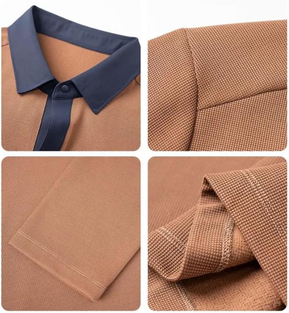 Men's Winter Shirt Long Sleeve Casual Lapel Pullover Contrasting Commuting Top