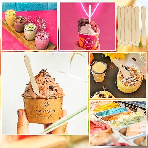 Vista 6 de 1500 cucharas pequeñas de madera, mini cucharas desechables para degustación de helado, cuchara de muestra de madera de 3 pulgadas