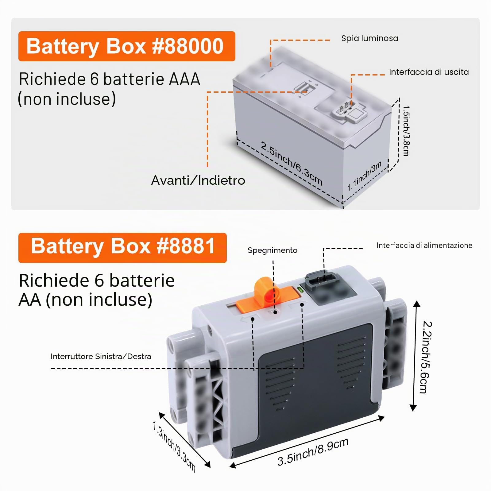 Motor Power Function Kit Binghe Set di 9 Motore Elettrico Giocattolo con M/L Motor, Telecomando 2,4G, Scatola della Batteria, Cavo di Estensione, Cavo luminoso a LED, 2,4G Ricevitore con molti modelli