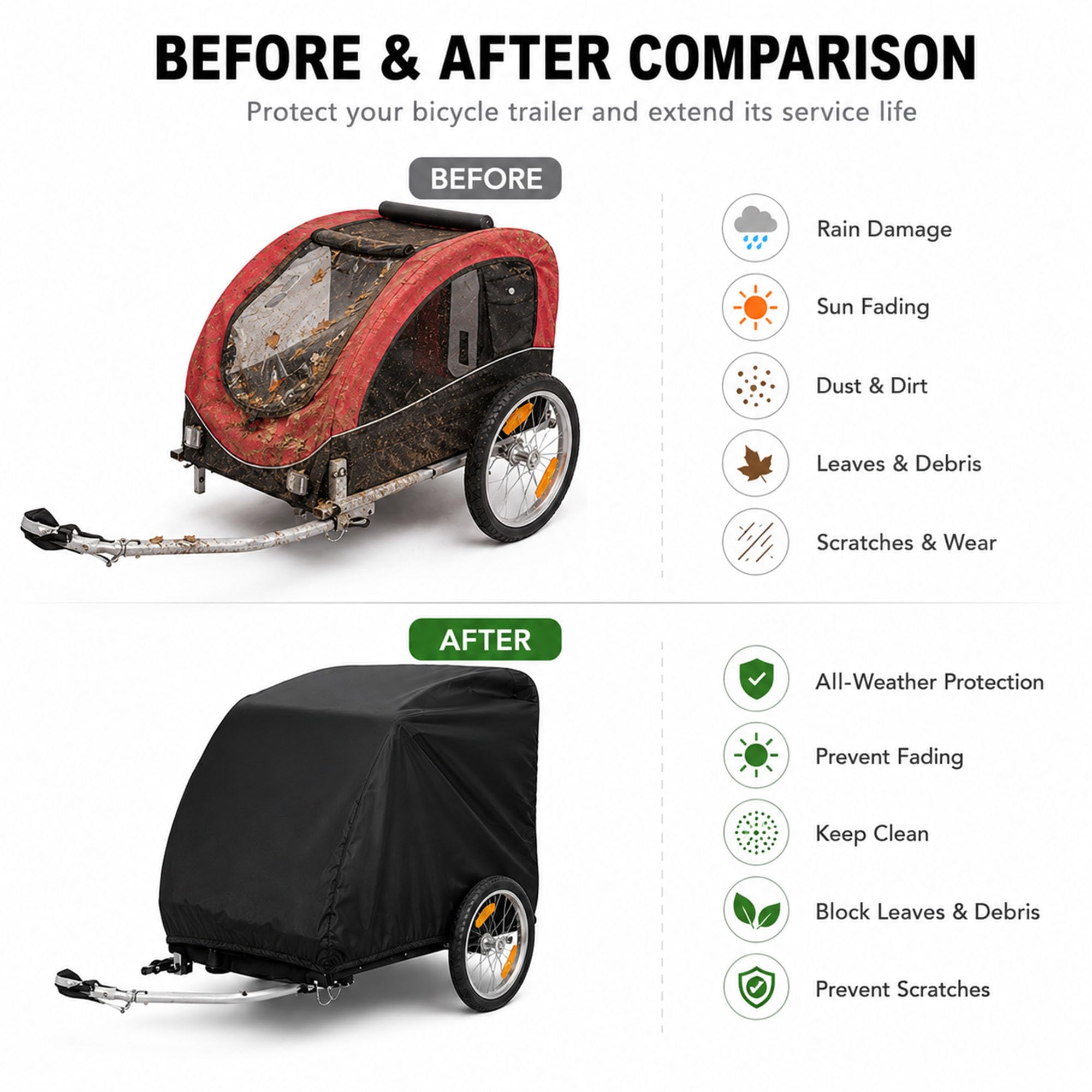 Pokrowiec na przyczepę rowerową do Thule Chariot Cab 2 x tkanina Oxford 210D, ochrona przyczepy, odporna na kurz, deszcz i słońce