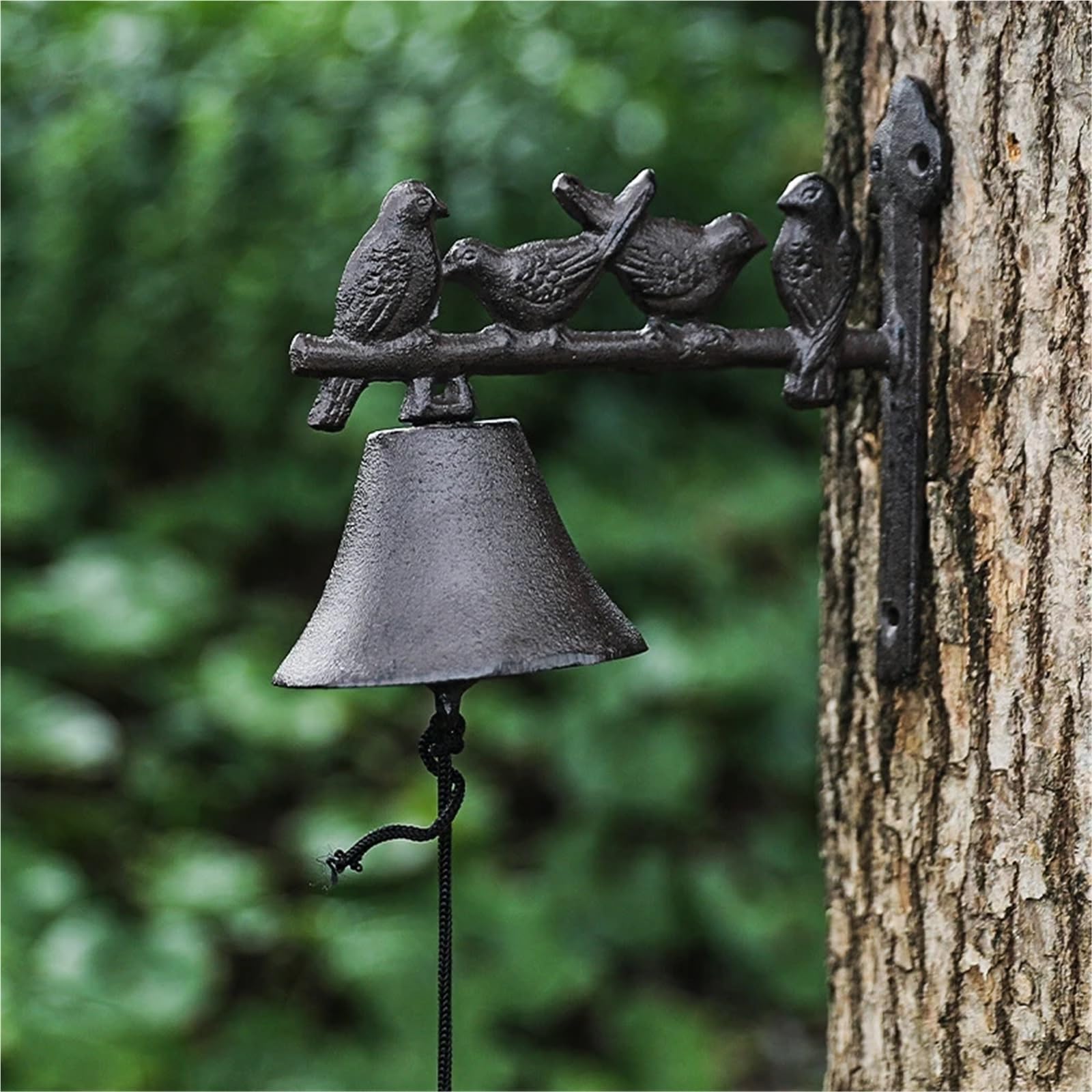 Campana da muro retrò in ghisa a manovella per Porte, Bar, Pub | Giardino domestico della porta montata sul ramo