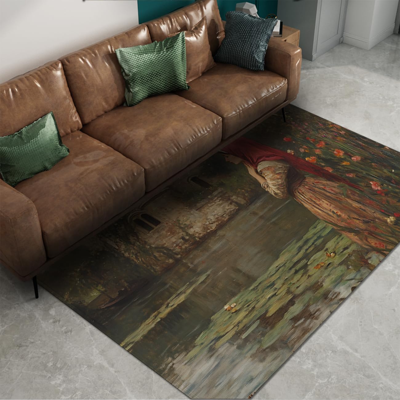 Tapis de salon doux champ de fleurs cottage une élégance intemporelle