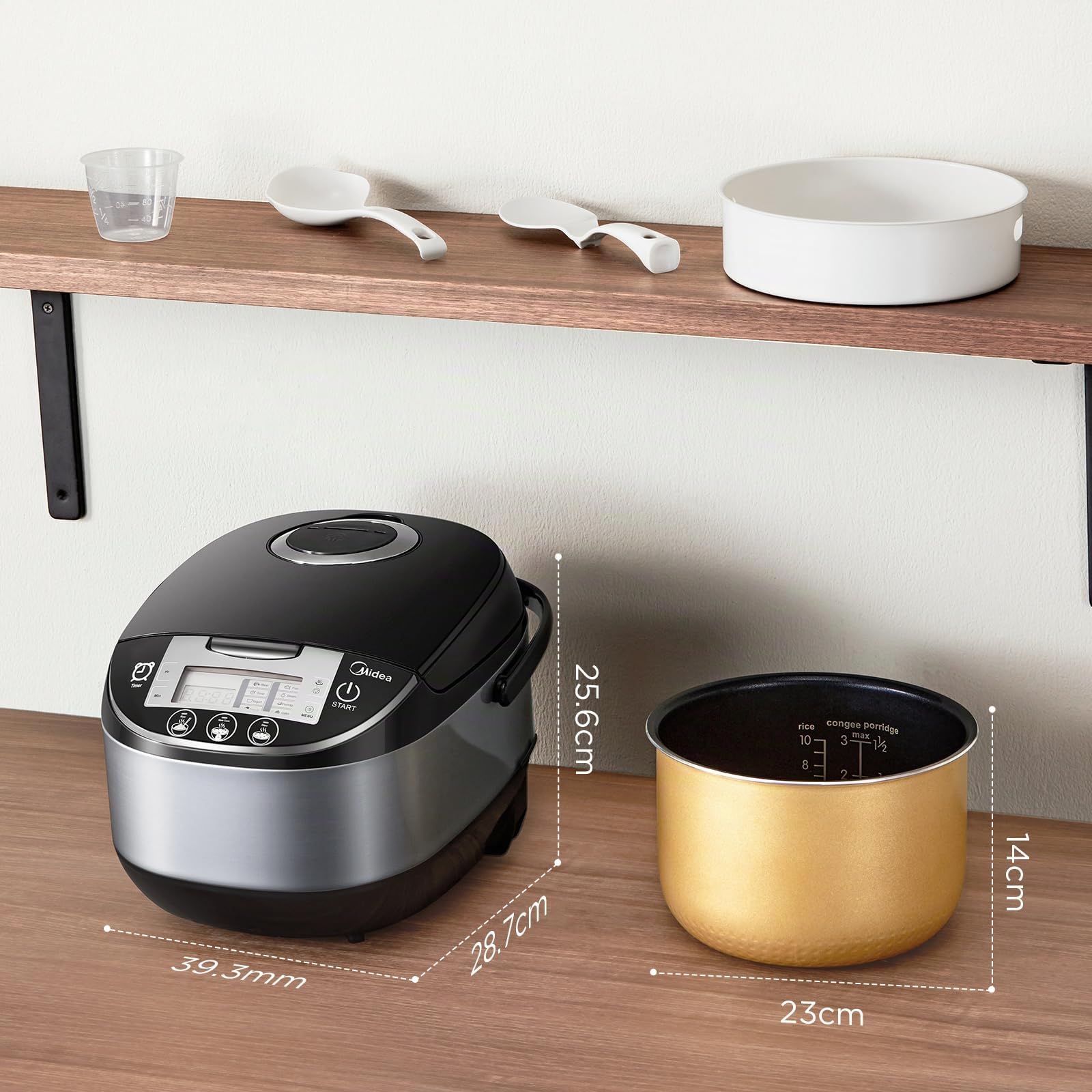 Midea Cuociriso, multicooker con 11 programmi, Rice Cooker da 1,8 l a 10 persone, fornello lento con vapore, pentola interna di alta qualità, funzione di mantenimento del calore, timer, tecnologia a 6