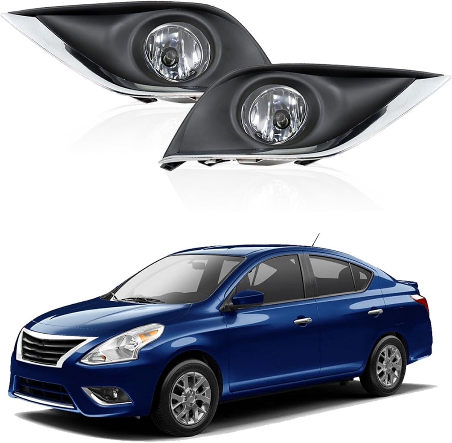 GXYWADY Pair of Front Bumper Fog Light with Switch Wiring Replacement for Versa 2015-2018 Driver Fog Lamp Left and Passenger Right Replacement for 261558990A 261508990A