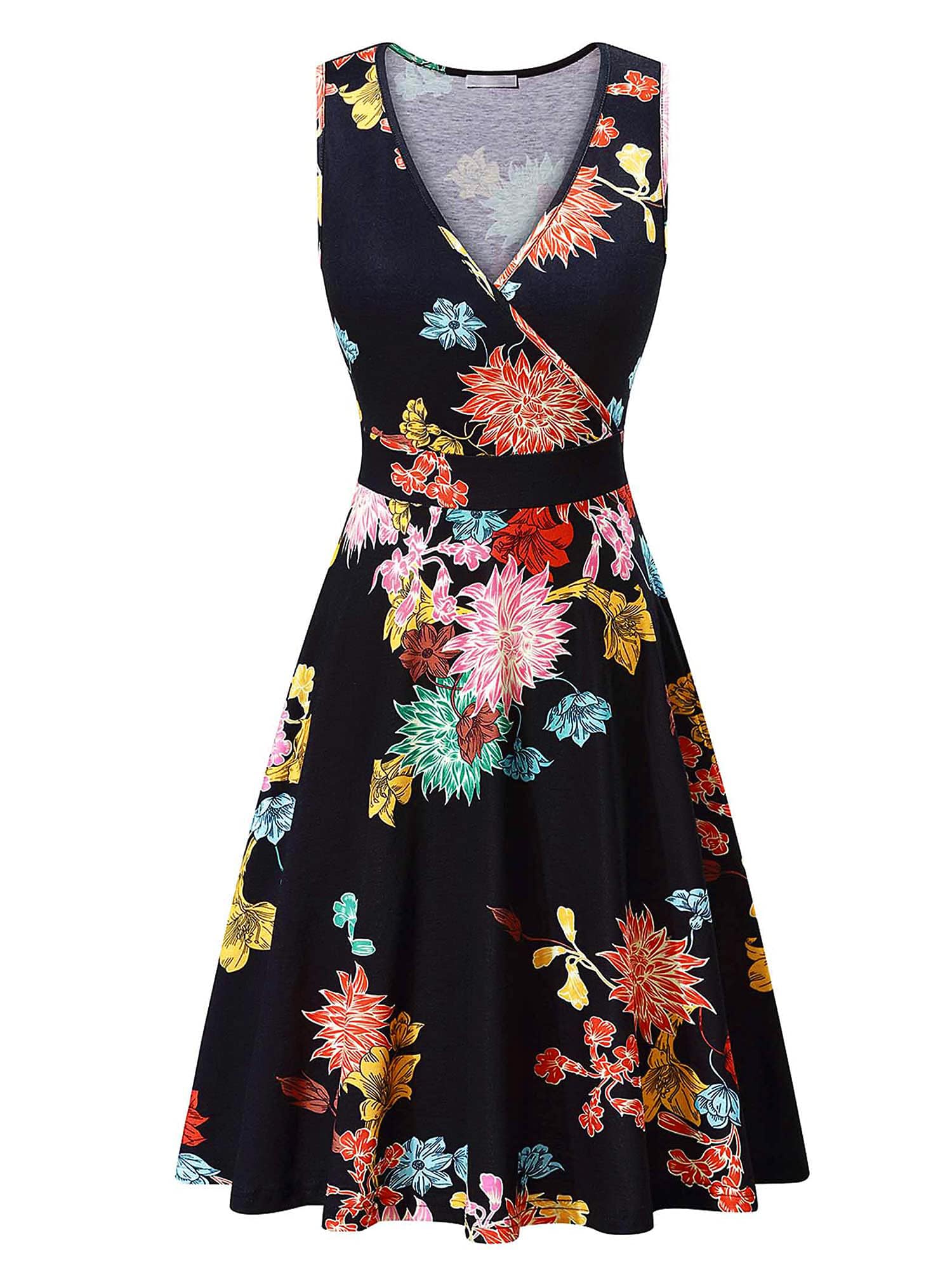 LIAMERHE Vestido Otoño Invierno Mujer Casual Verano Raya Vertical Vestidos Cuello en V Elegante Vestido Largo hasta la Rodilla