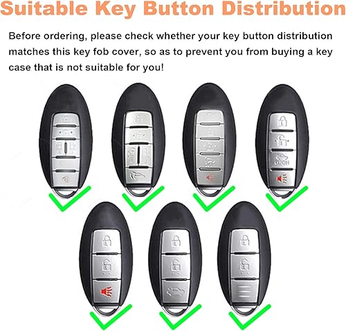 Miniatura 2 de Funda para llavero Nissan, funda de llavero de TPU suave con llavero de cuero para Altima Rogue Sentra Titan Maxima Pathfinder Murano 370z,