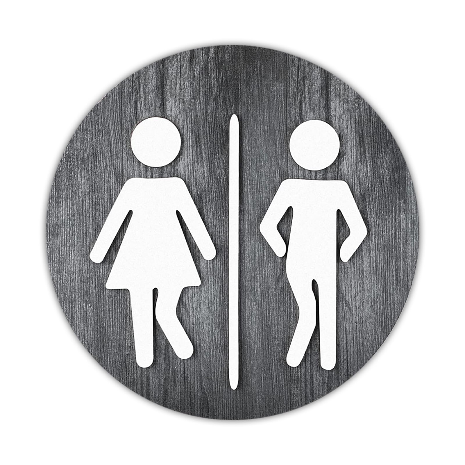 Toilettenschild Holz WC Schild Toiletten Damen Herren 20 cm Türschild Toilette WC Tuerschilder Kloschild für Innen Außenbereich (Grau)