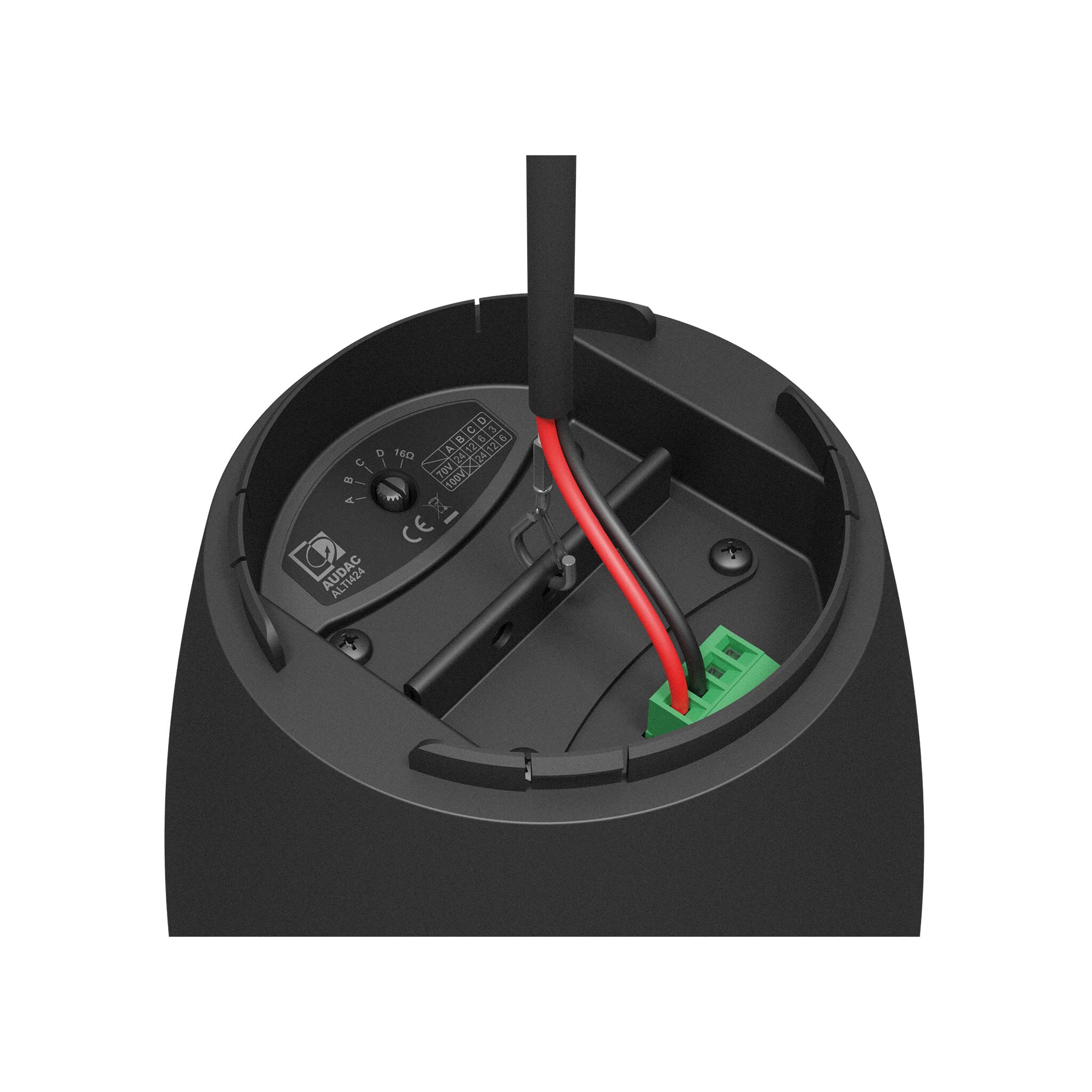 AUDAC ALTI6/B Enceinte suspendue 1x6,5 1x1, 60W/16Ohm, 100V (60W/30W/15W/7,5W) avec câble de connexion, Noir