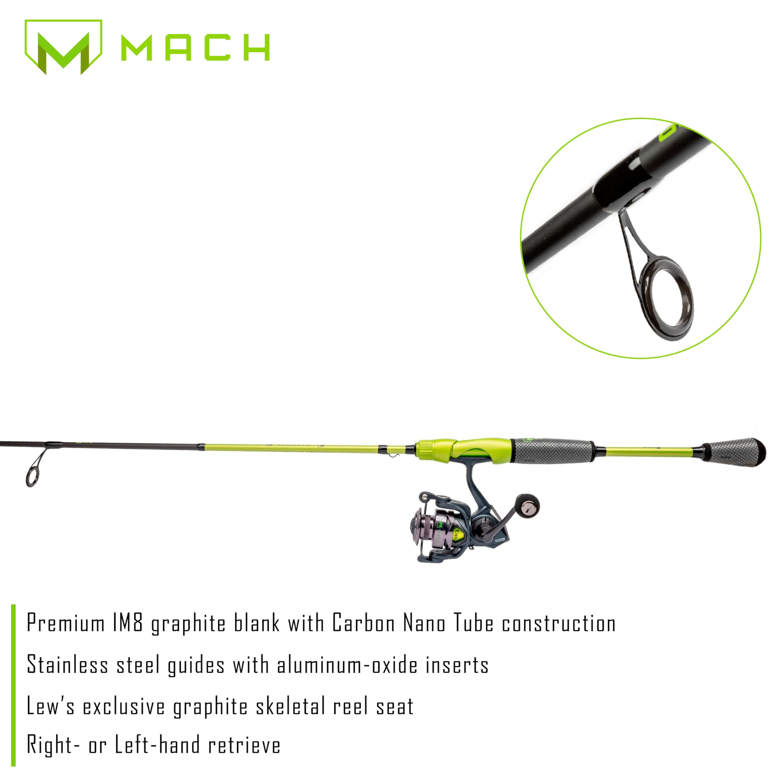Lew's MACH 2 Mobile Spinning Reel and Fishing Rod Combo, 6-Foot 6-Inch