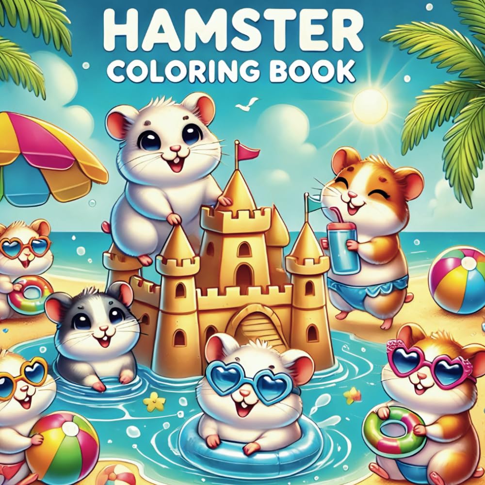Hamster Coloring Book: 50 fun and educational hamster facts coloring book for children who love animals and nature, Fun Animal Coloring Book for Kids Featuring Cute Hamster Illustrations