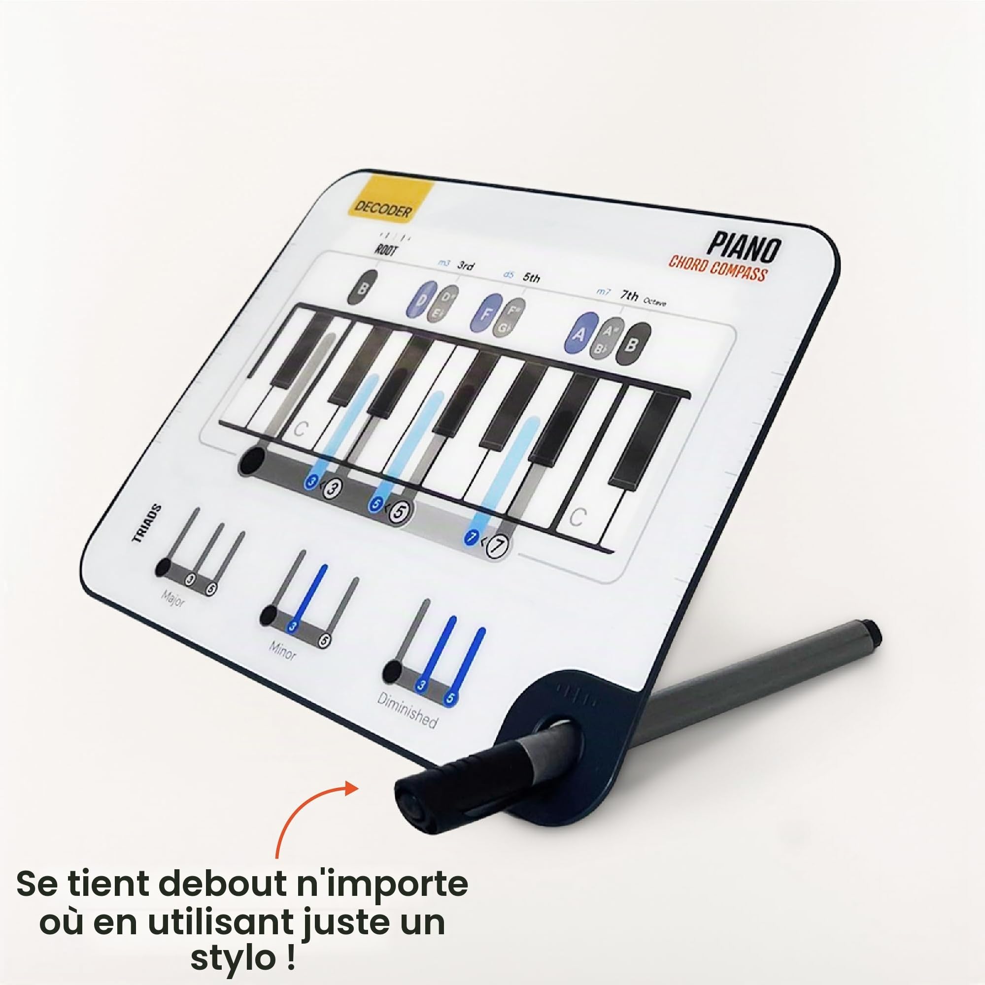 Boussole d'Accords Noisy Clan pour Piano - Guide de Notes de Piano Coulissant et Accessoire de Clavier Débutant - Apprendre les Accords de Piano Fondamentaux et la Théorie Musicale de Base