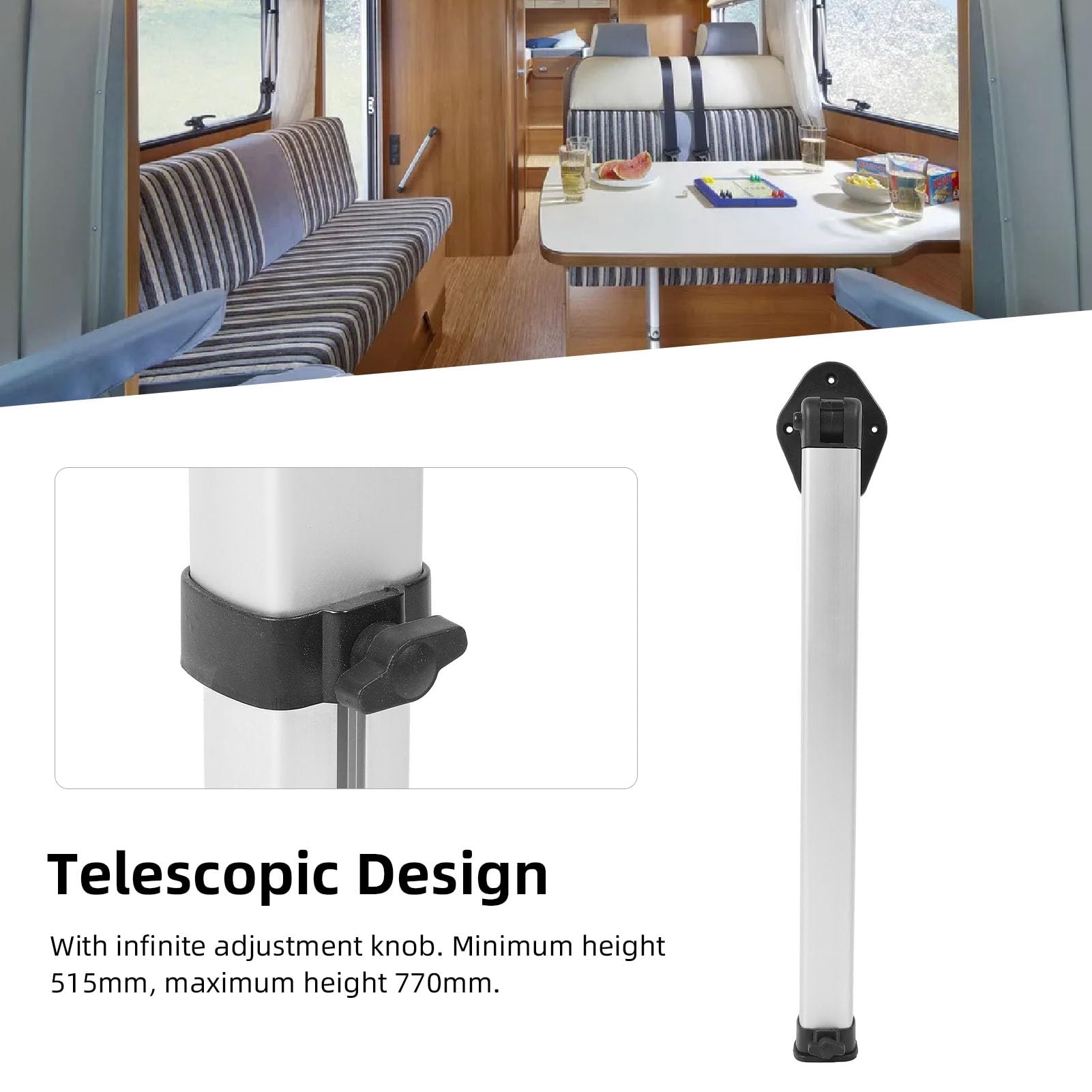 Gambe per Tavolo Pieghevoli per, Altezza Regolabile 20,3-31,3 Pollici Gambe Telescopiche in Lega di Alluminio con Design Ribaltabile, per Rimorchio Barca Yacht Cucina
