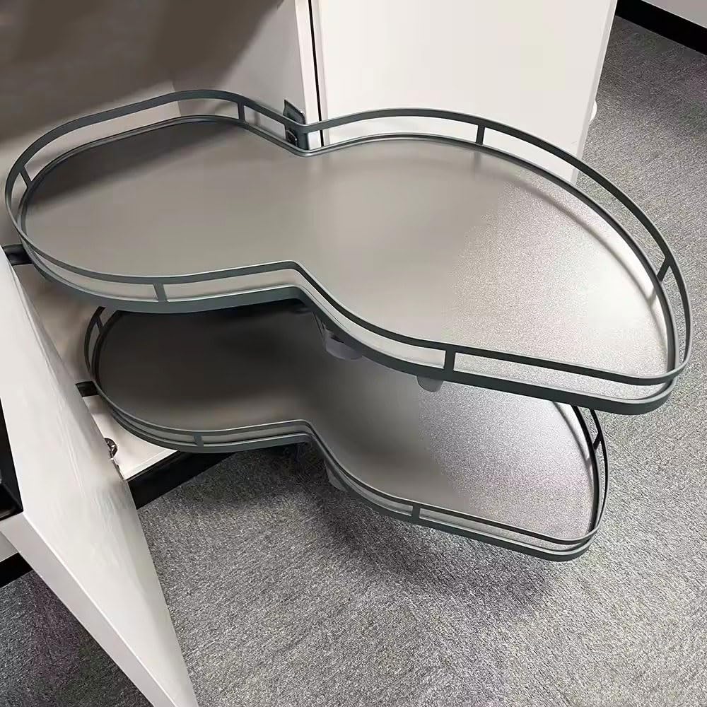 Scaffale portaoggetti Girevole a 2 Livelli per mobili da Cucina, Altezza Regolabile e Sistema di bloccaggio Silenzioso, organizza in Modo efficiente i mobili da 36 Pollici
