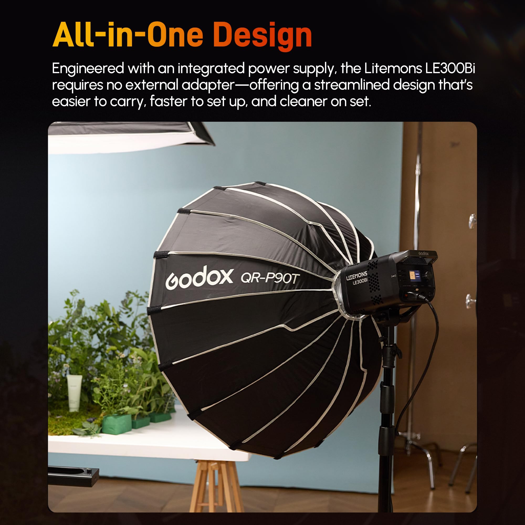 Godox Litemons LE300Bi LED Video Light,320W Bi-Color 2800K~6500K Portable Lighting Bowens Mount Continuous Lights,NFC Connection,Bluetooth App Control (White)