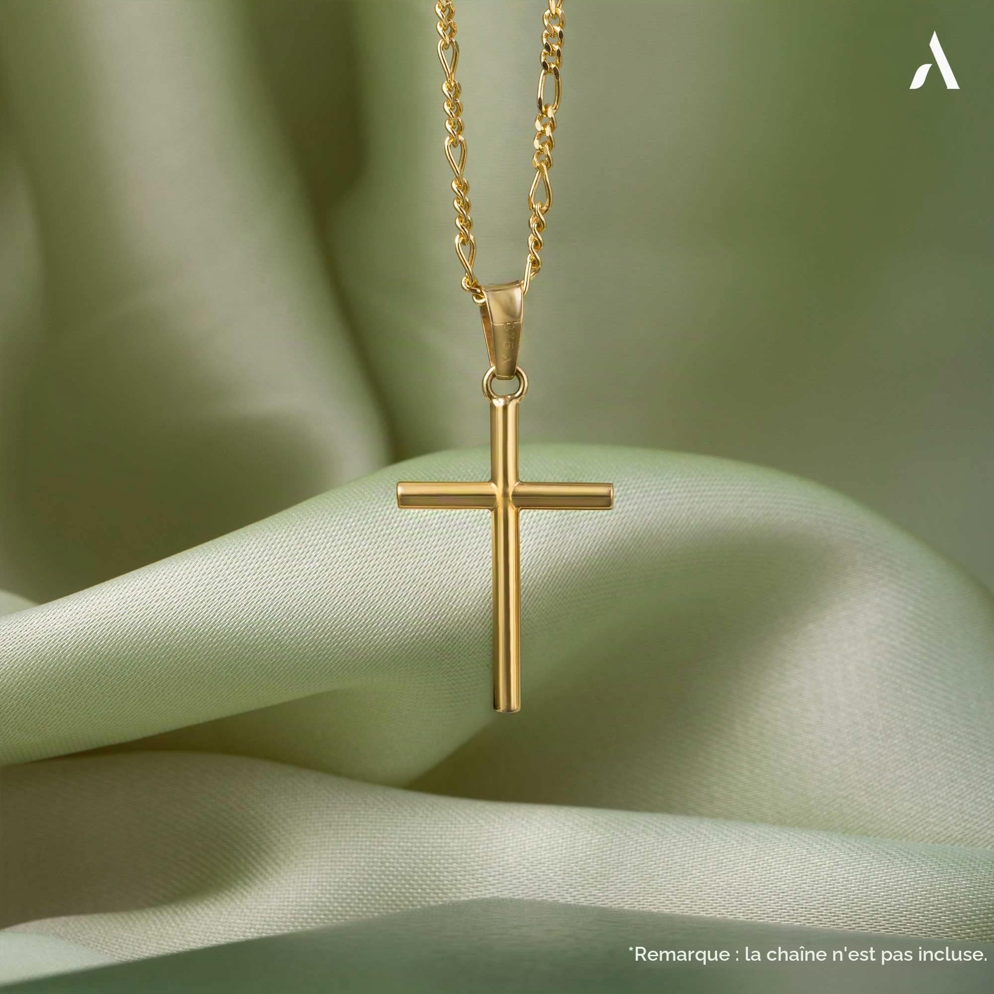 Amberta Allure Pendentif Croix Unisexe en Or Jaune 9 Carats