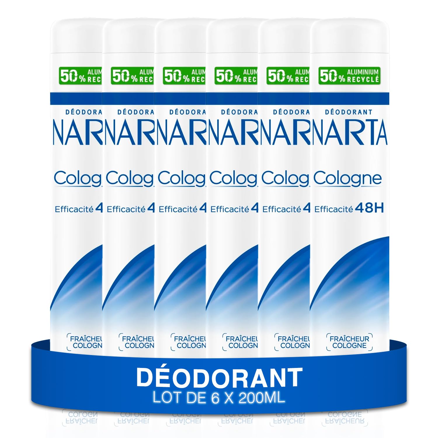 NARTA - Deodorante da donna – Colonia Spray Freschezza Efficienza 48 ore – Set di 6 x 200 ml