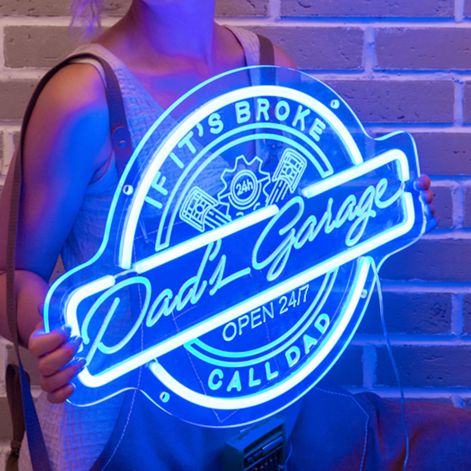 LED Dad's Garage Neon Sign, Dimmable Garage Neon Lights Birthday Gifts for Men Father Dad Grandpa, 3D Art Garage Light Up Signs for Man Cave Auto Repair Shop Workshop Wall Decor (20''x15'')