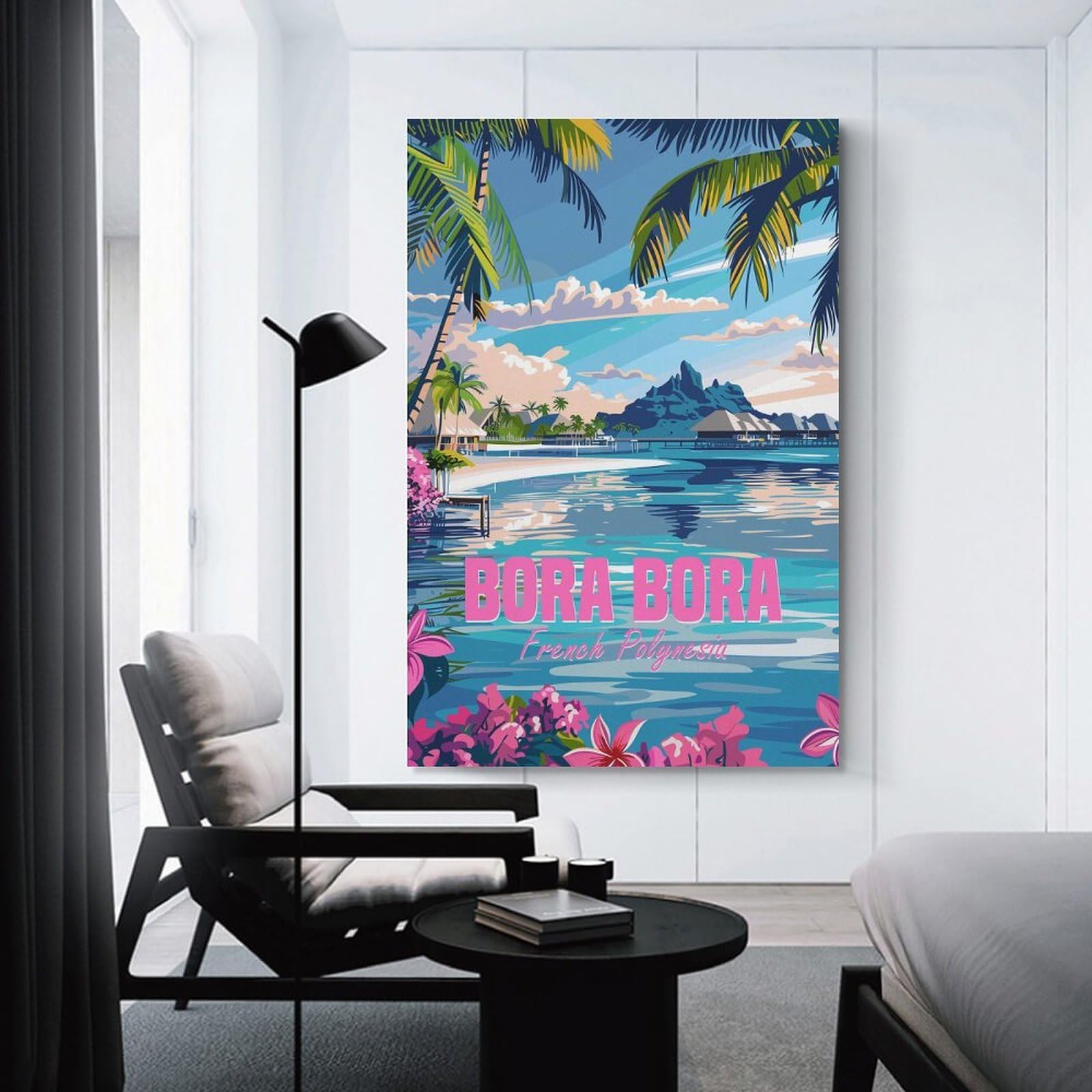 Junmoney Room Decor Wall Art Bora Bora French Polynesia, 12x18inch(30x45cm), for Gallery Wall Layouts in Home Or Office, Home Wall Art for Statement Displays