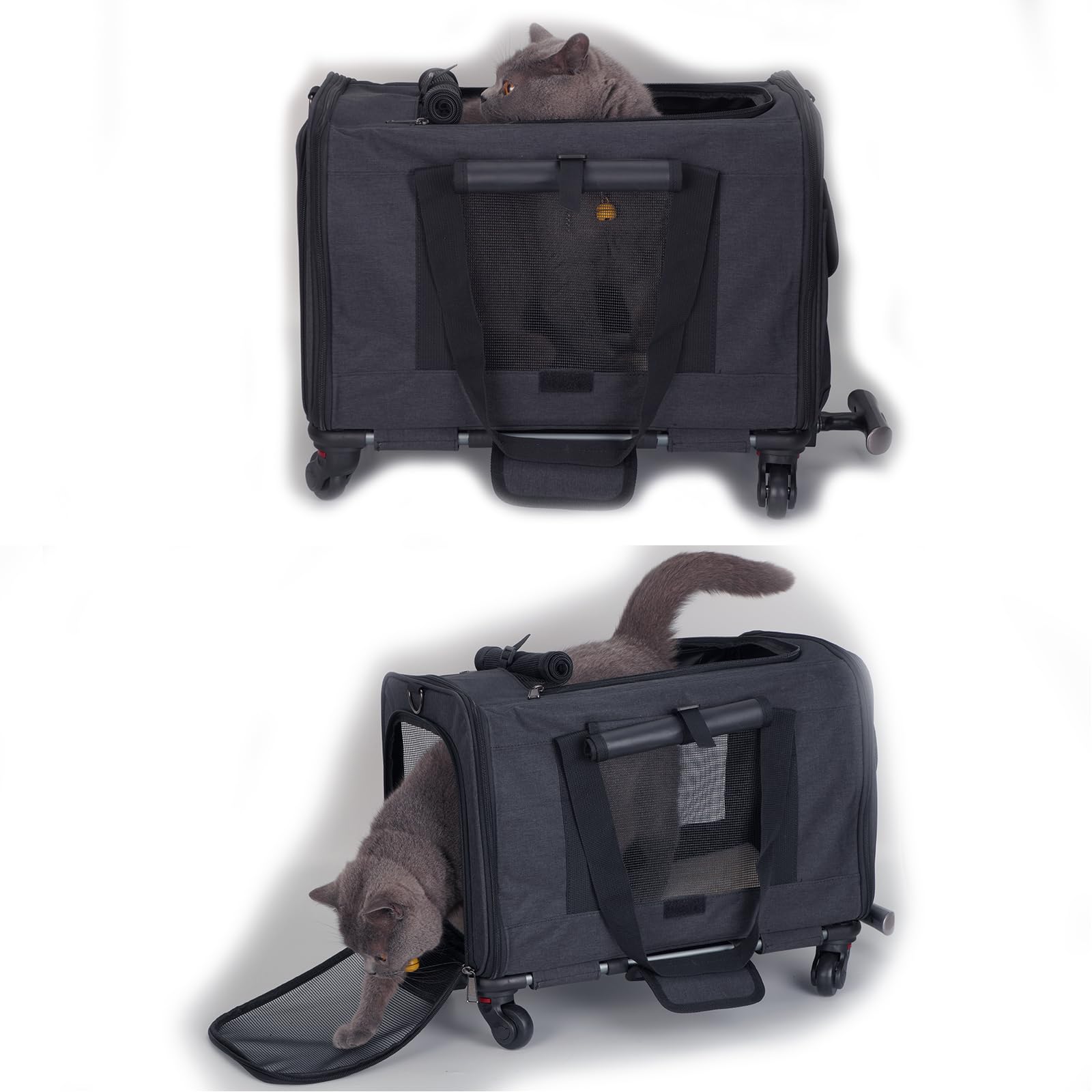 FLYAMAPIRIT Transportin para Perros Pequeños y Medianos y Gatos, Bolsa de Transporte Portátil, Bolsa de Viaje Portátil con Asa Telescópica y Ruedas Desmontables