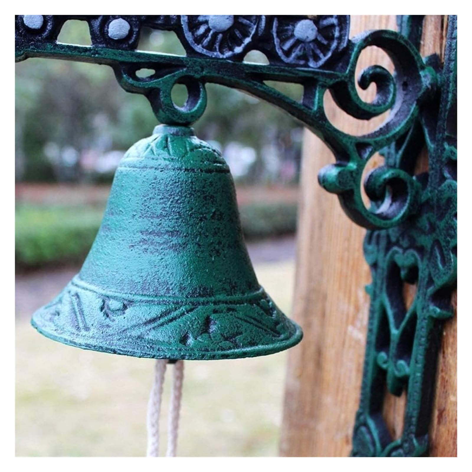 Türglocke Gusseisen, Wandglocke Gartendeko, Aus Kupfer gefertigte Halterung befestigt die Klingel an beiden Innen- und Außenwänden der schmiedeeisernen Türklingel