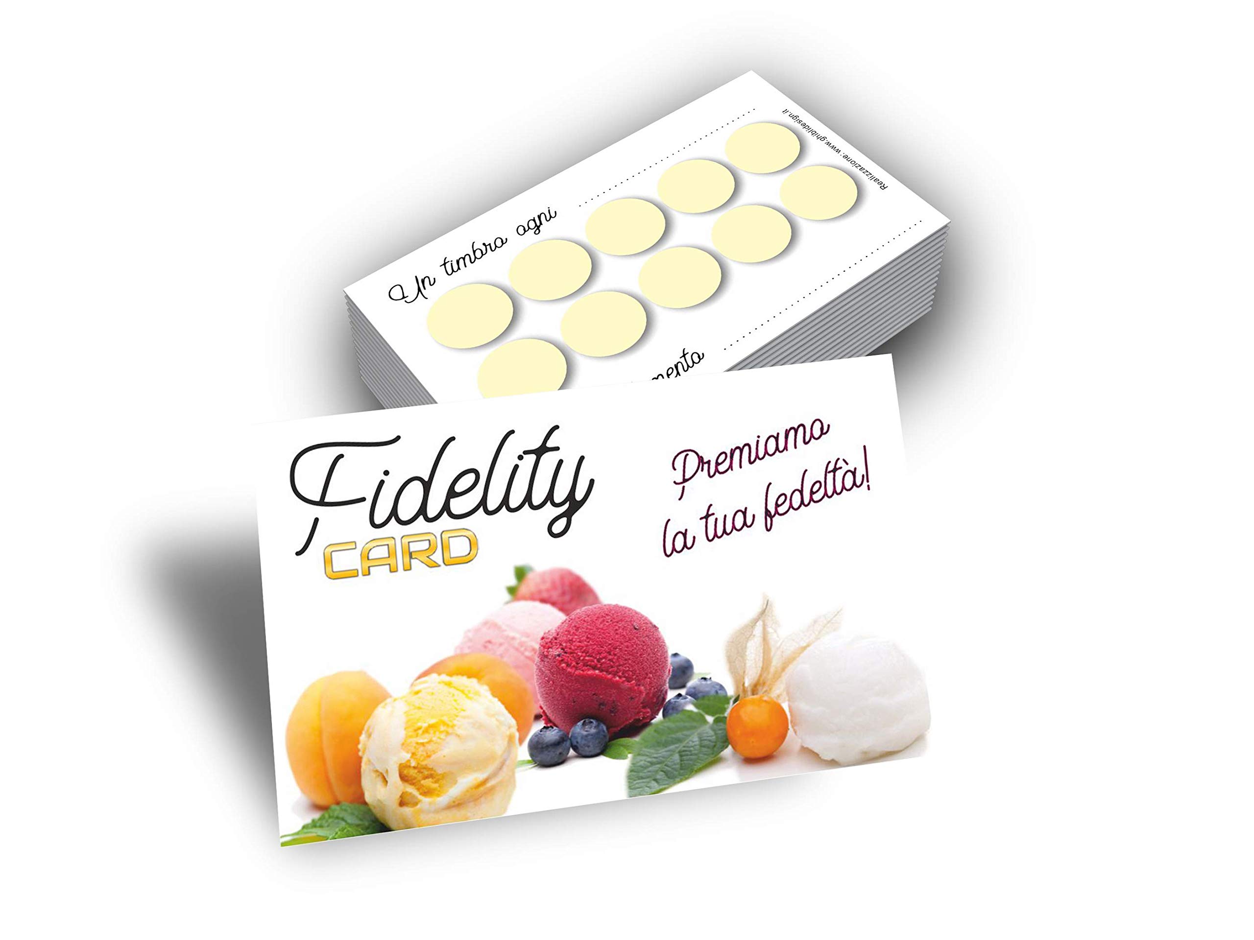 Tessere Fedeltà Per Gelateria - Con Bollini Adesivi Colorati, Confezione Da 50 Pezzi - Foto 10