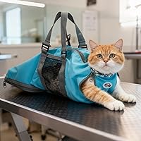 Vista 11 de Bolsa de retención para uñas de gato Cinf para limpieza y aseo sin arañazos ni mordiscos para baño, recorte de uñas, inyección y examen (Flor, M)