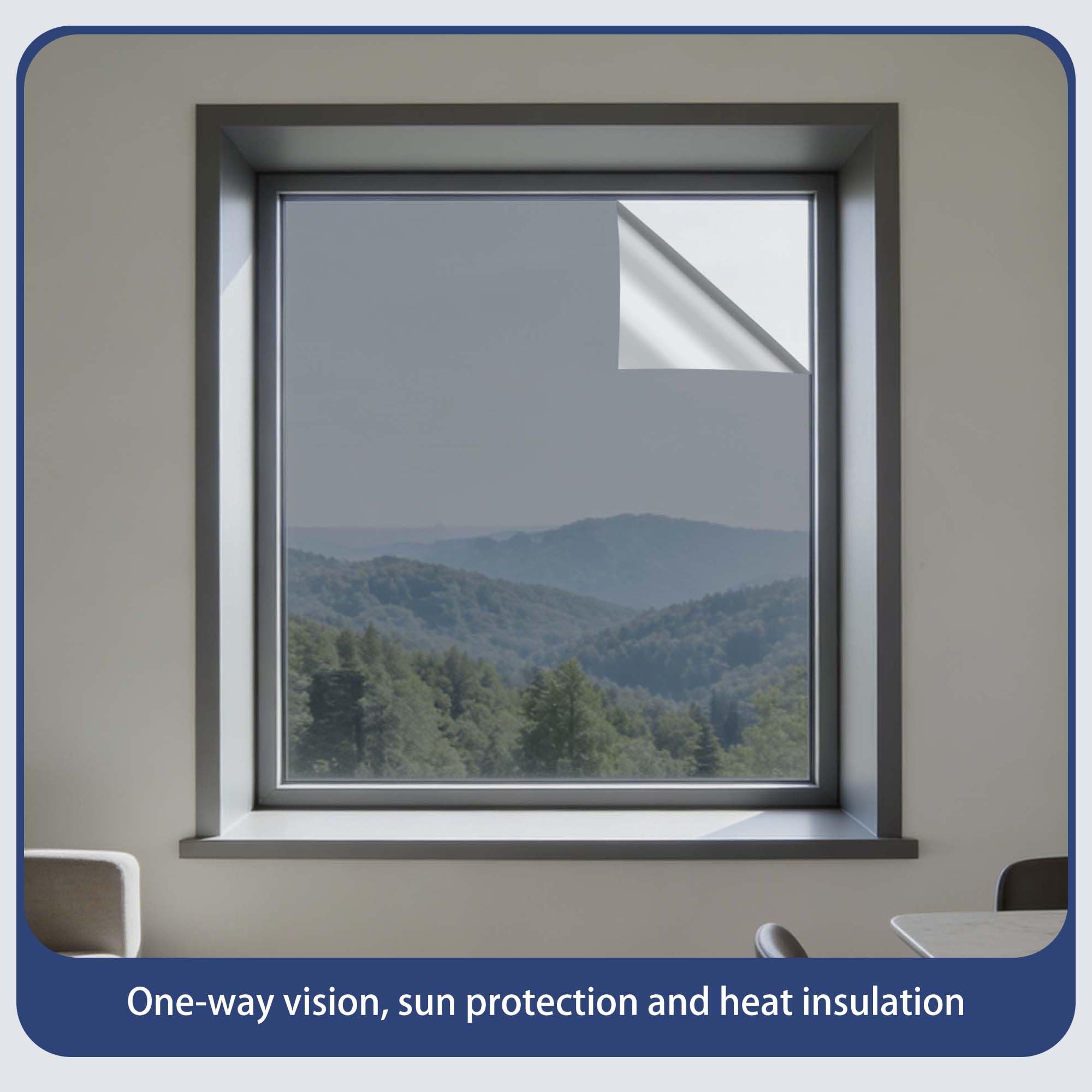 Spiegelfolie 130 x 130 cm mit UV Schutz Und Hitzeschutz Verdunklungsfolie Wärmeschutzfolie Ideal Selbstklebend für Kleine Nach Außen Gerichtete Fenster, Doppelseitiges Silber