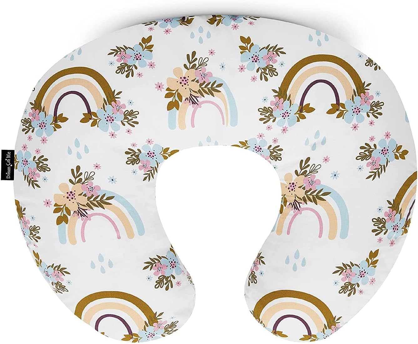 Baby Feeding Pillow with Detachable Cover, Breastfeeding Pillow, Newborn Nursing Pillow with Support Cushion, Multi-Purpose Feeding Neck Support Pillow for Side Back (Rainbow White - 511)