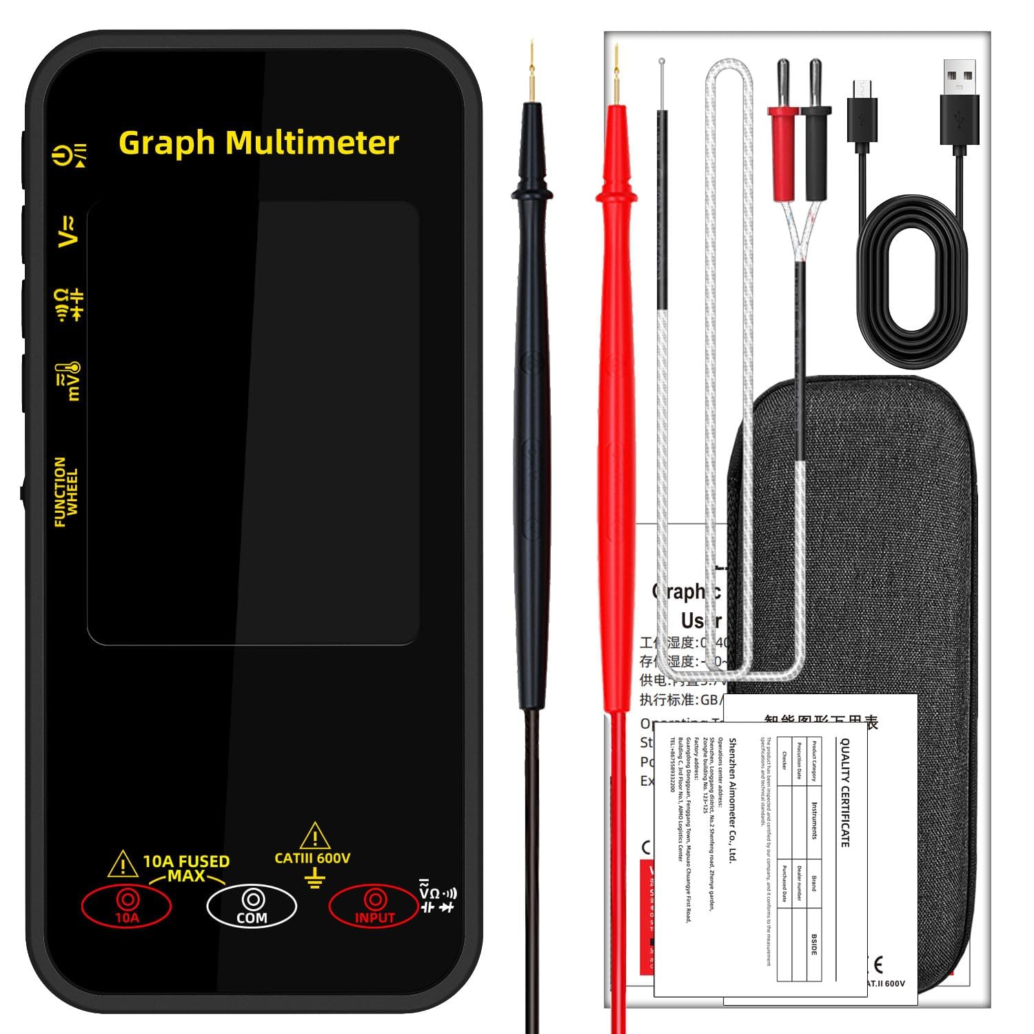 BSIDE Kit Multimetro Digitale Rilevatore di Tensione, S500 Multimetro Grafico 20000 Contatori & AVX1 Penna Cercafase, Tester Elettricista di Corrente Tensione Millivolt Capacità Diodo Temperatura