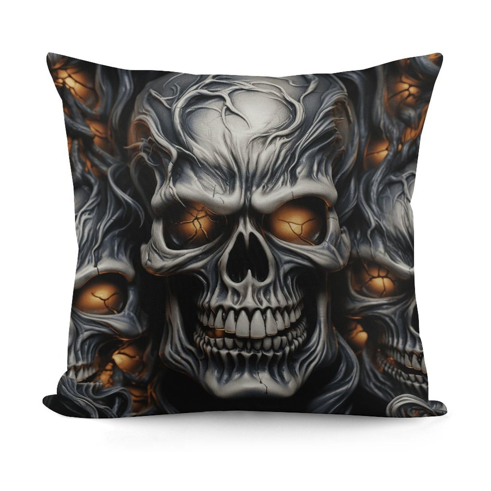 VstaDank Cool Evil Skull Throw Pillow Cover Soft Square Cushion Cover Art Artwork Pillow Covers Mordern Couch Pillow Covers Decorative Cushion Case for Chair Couch Bedroom Living Room