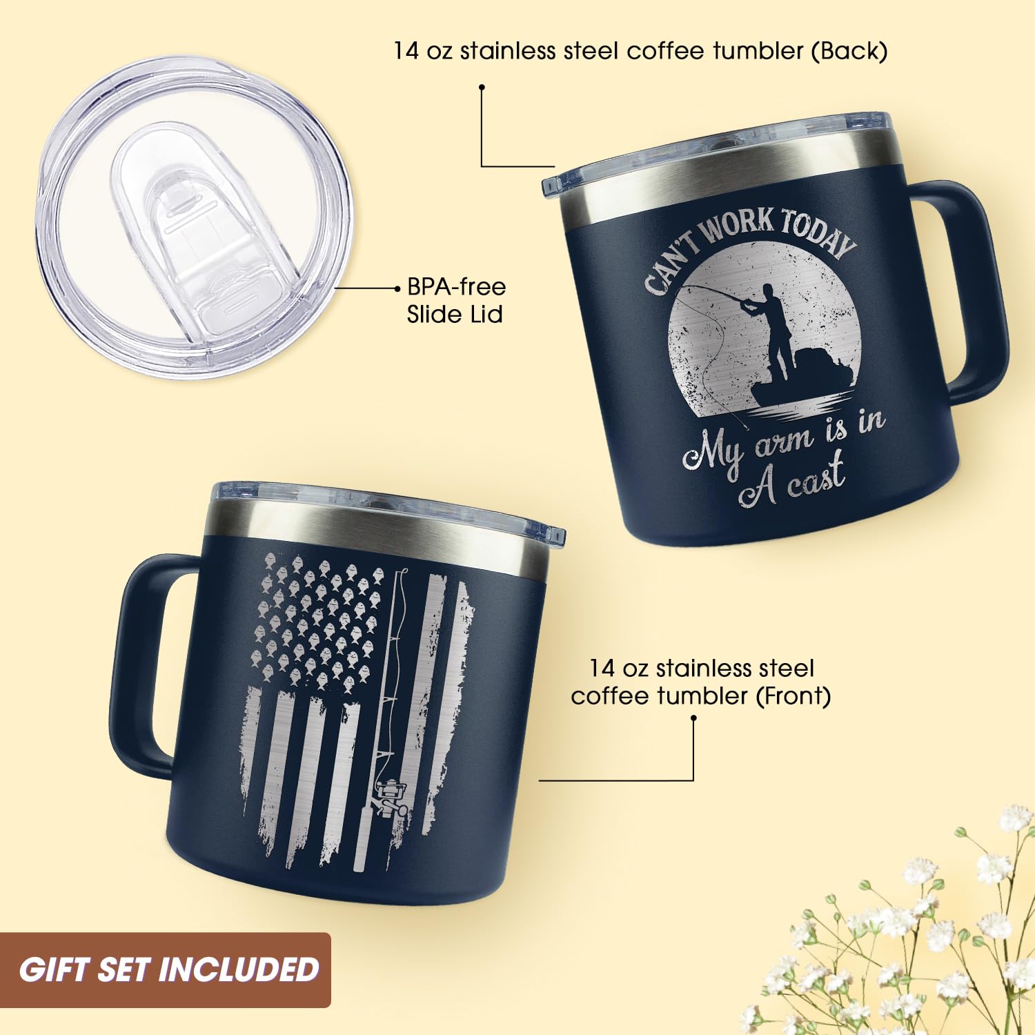 Angel-Kaffeetasse 1,2 L Aus Edelstahl – Mit Fisch-Motiv, Strohhalm & Isolierung, Perfekt Als Geschenk