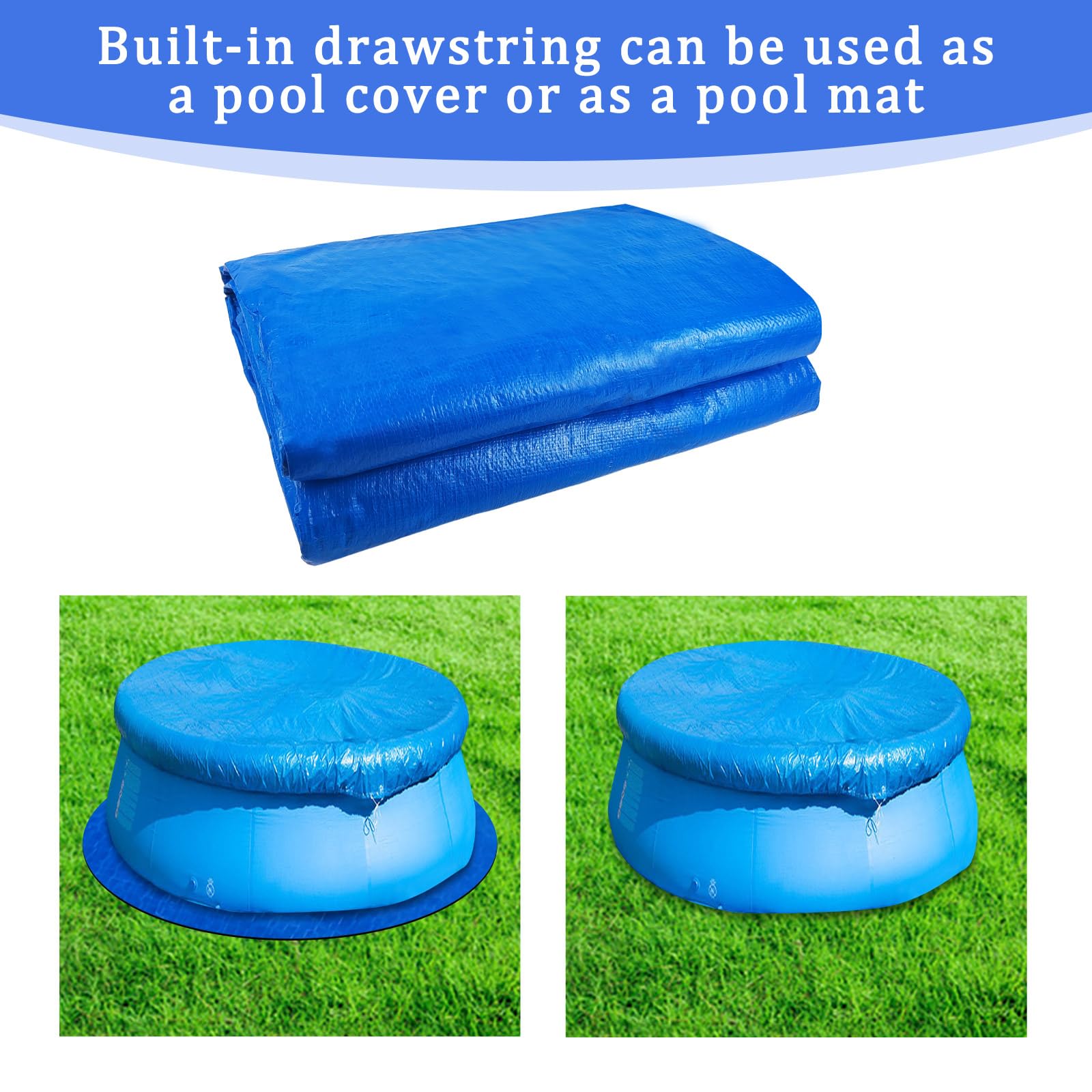 10 x 10 pies, paño Redondo para Piscina, Almohadilla Protectora Resistente para Evitar pinchazos, Lona de Piscina para Piscinas sobre el Suelo