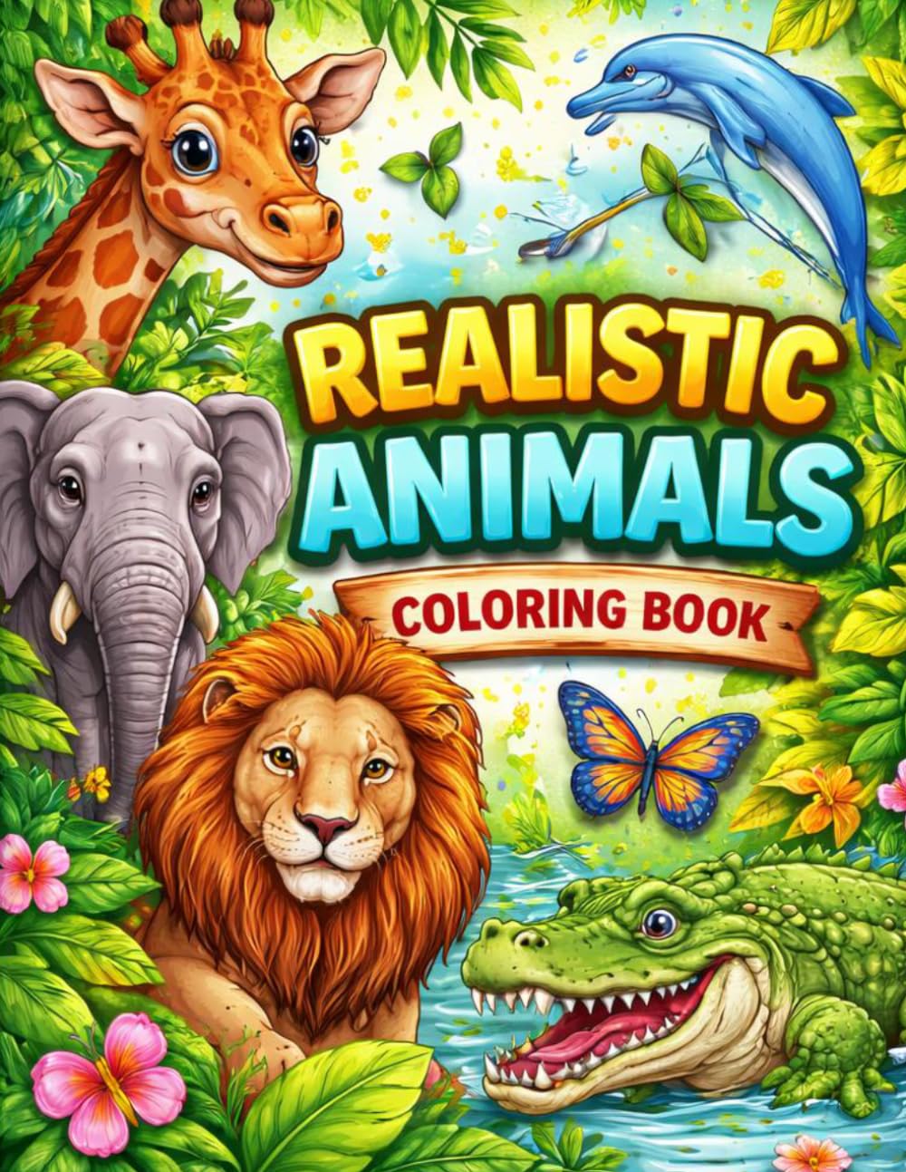 Realistic animal coloring book