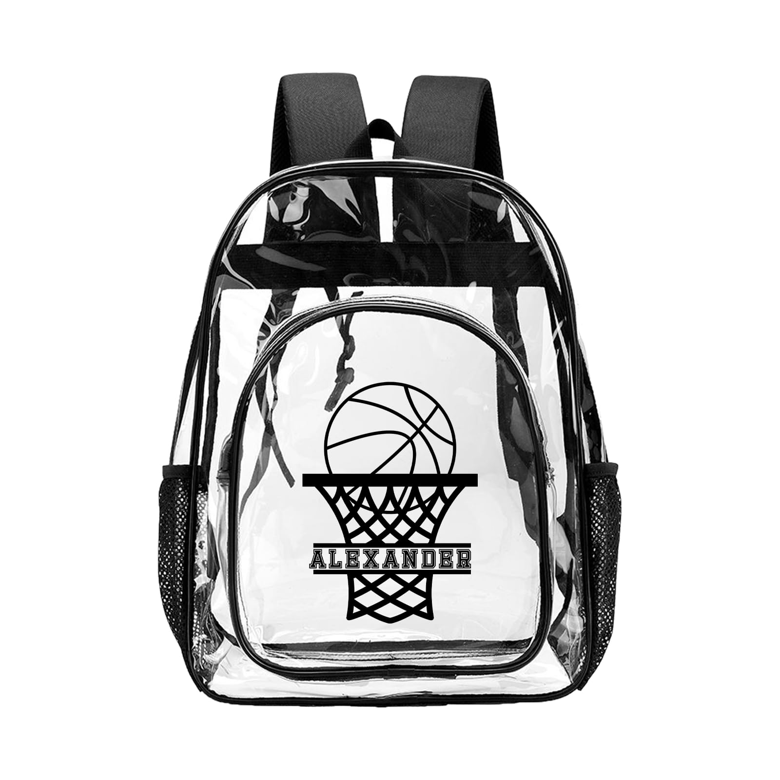 Personalized Kids Clear Backpack with Name, Custom Water Proof Transparent Backpack Heavy Duty With Reinforced Strap for College Workplace, Back to