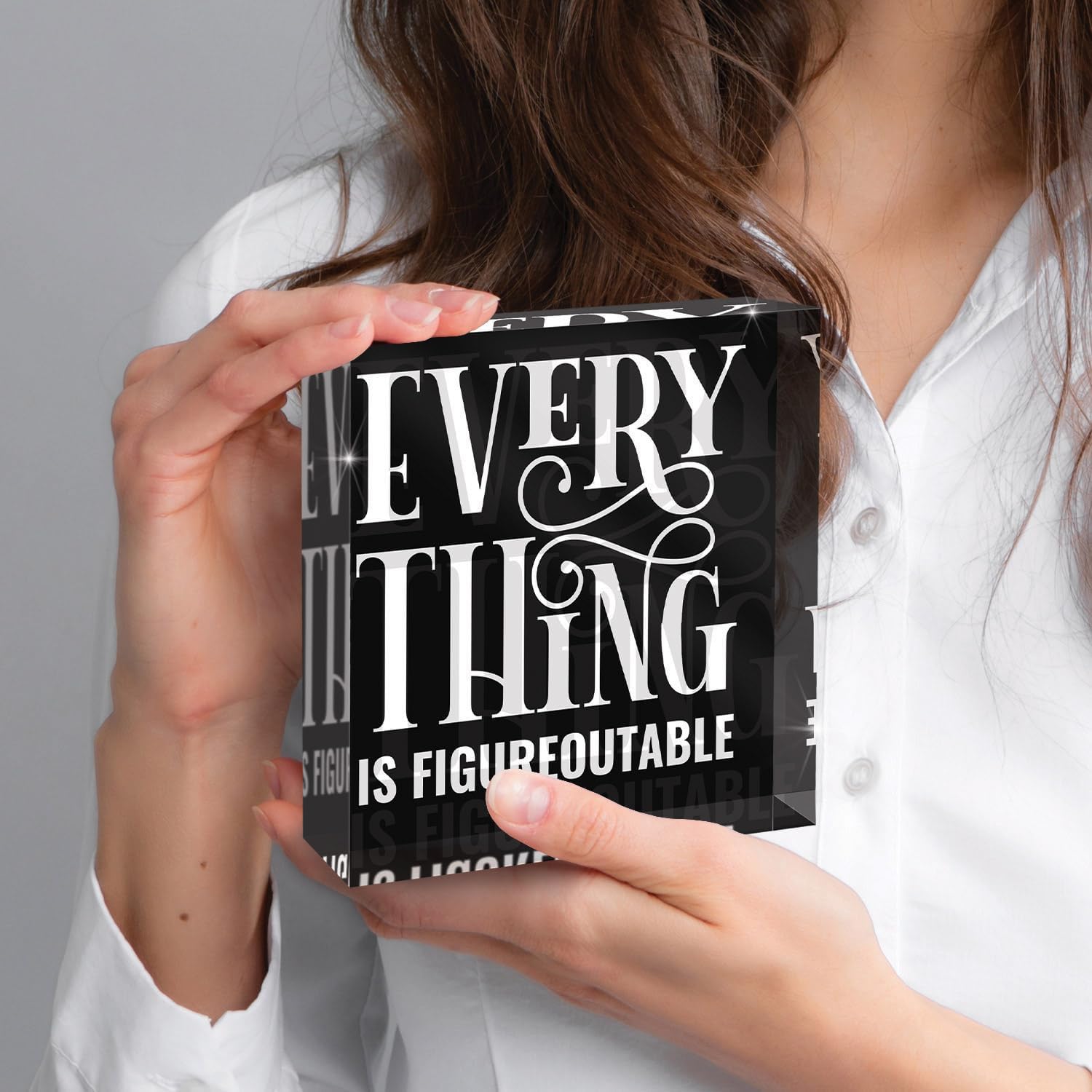 Soul Décor Everything is Figureoutable Home Décor Acrylic Box Sign, 4x4 Made in the USA